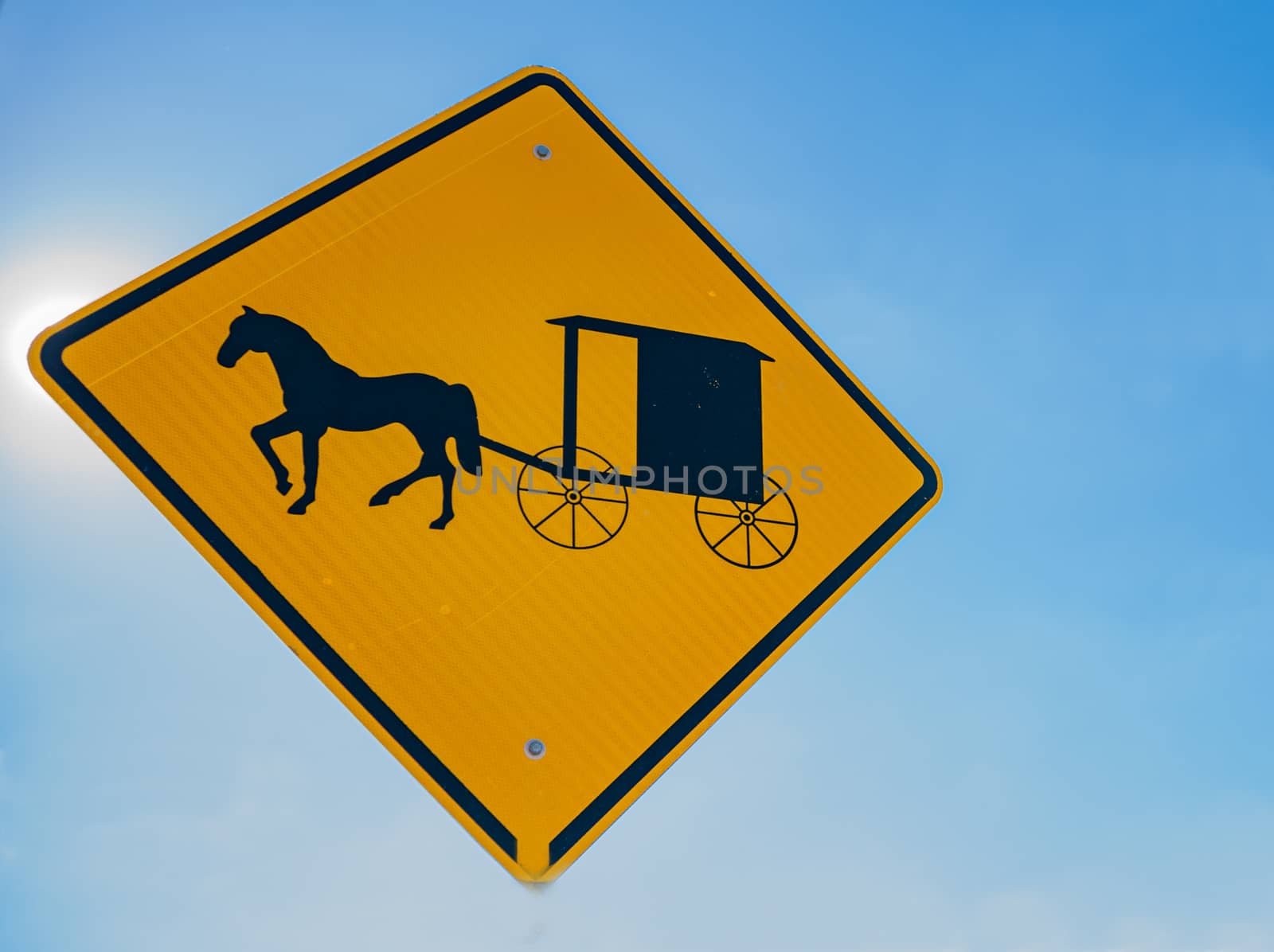 Amish traditional horse and buggy road sign in Lancaster County  by brians101