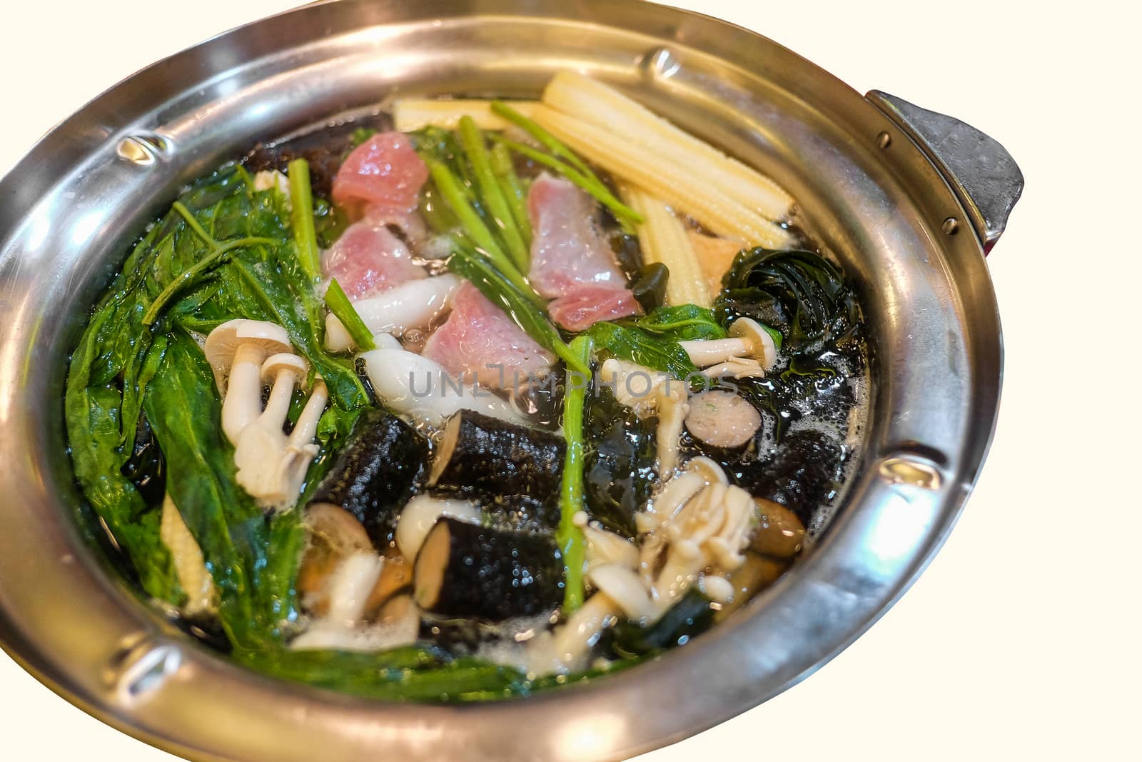 Sukiyaki Korea Food on White isolate by Surasak