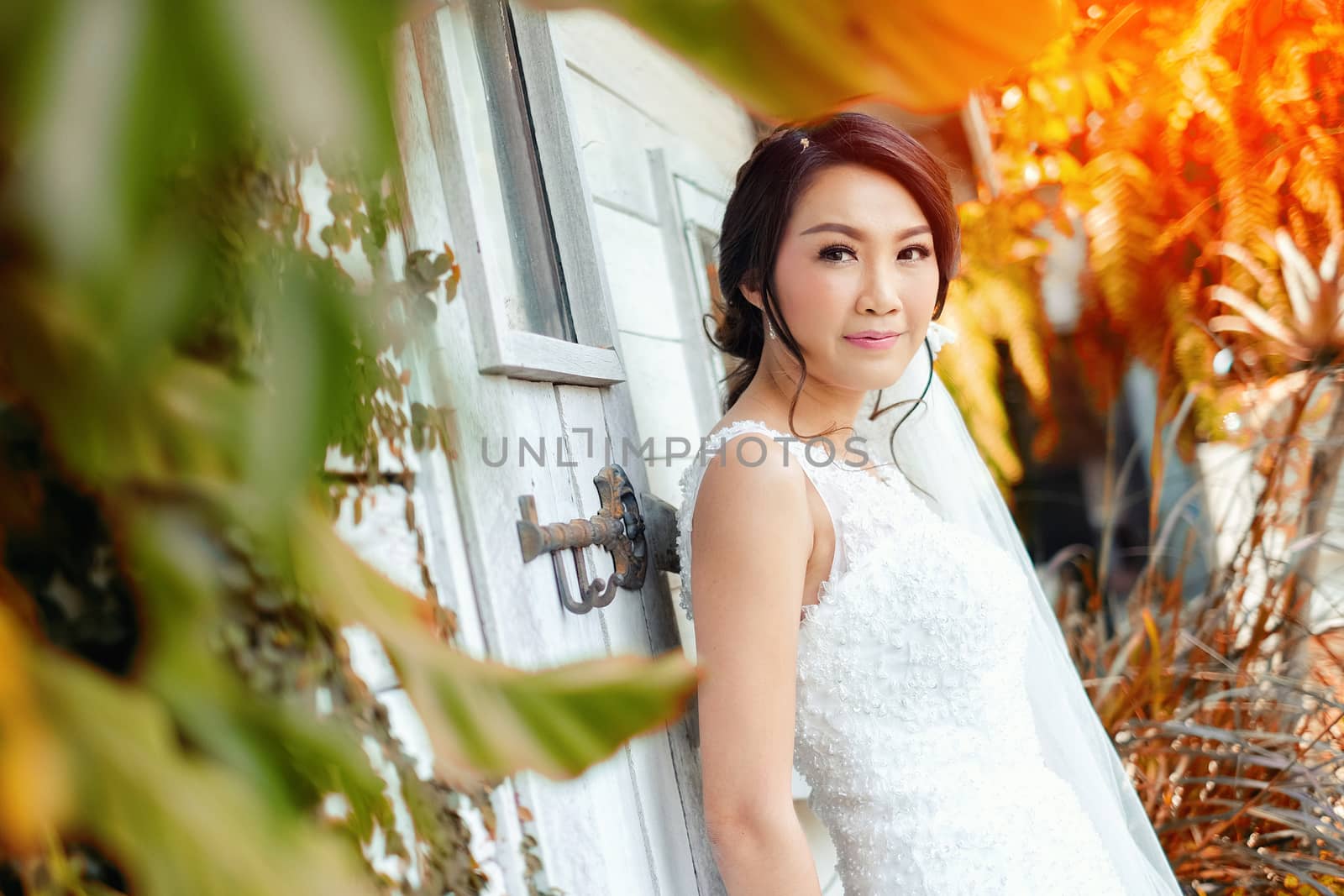 Beautiful bride in a Nature by Surasak