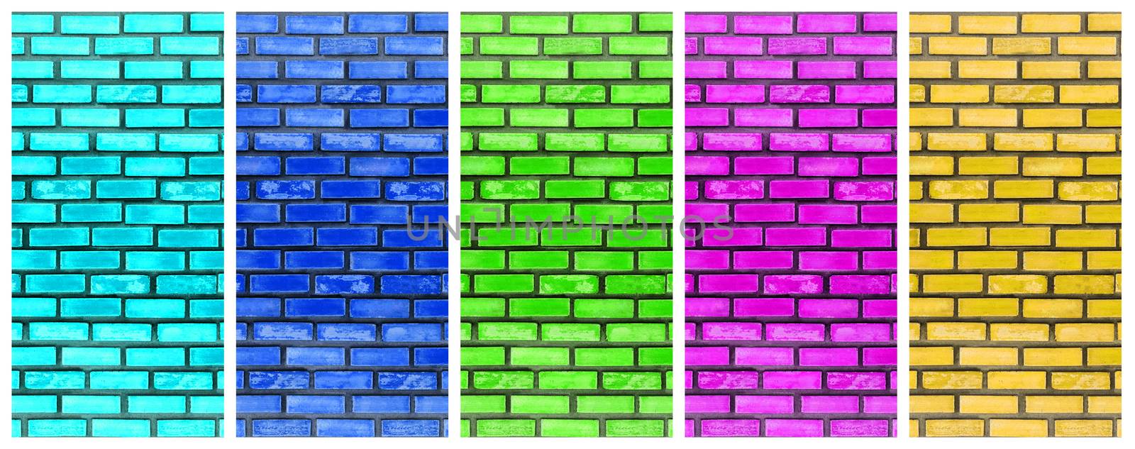 Texture of colorful block brick wall. Abstract background. by TEERASAK