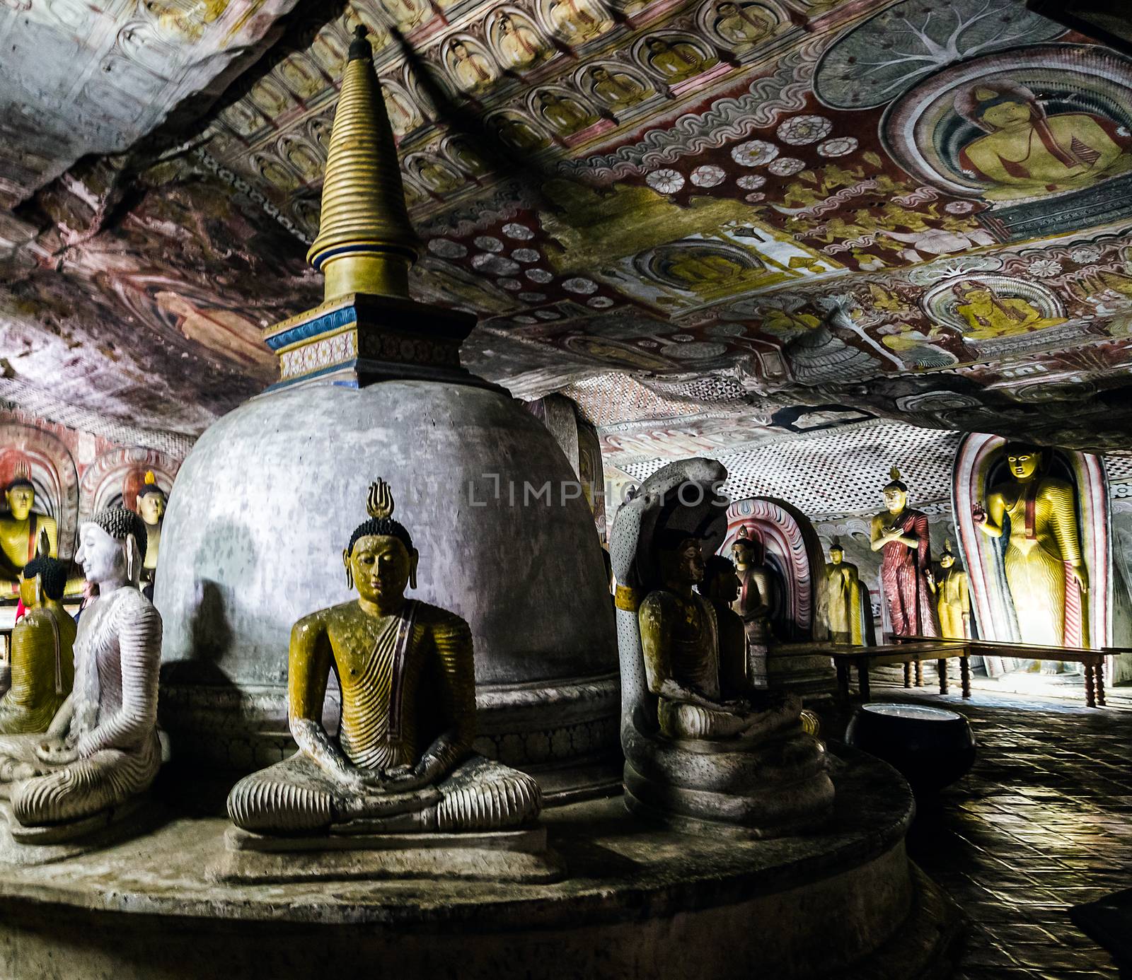 Buddha stupa statues in Dambulla Cave Temple, Sri Lanka