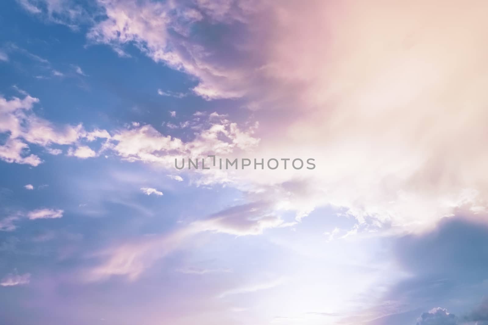 Copy space summer blue sky and white cloud abstract background.