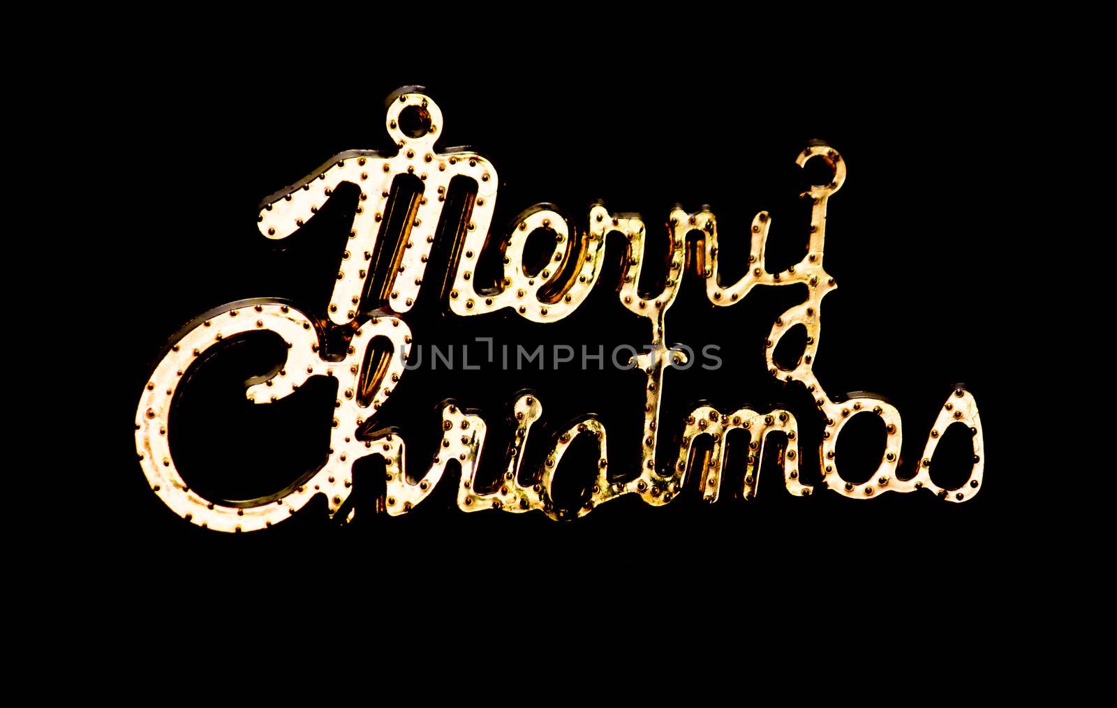 Merry Christmas on dark background with lights bokeh sparkle bac by TEERASAK