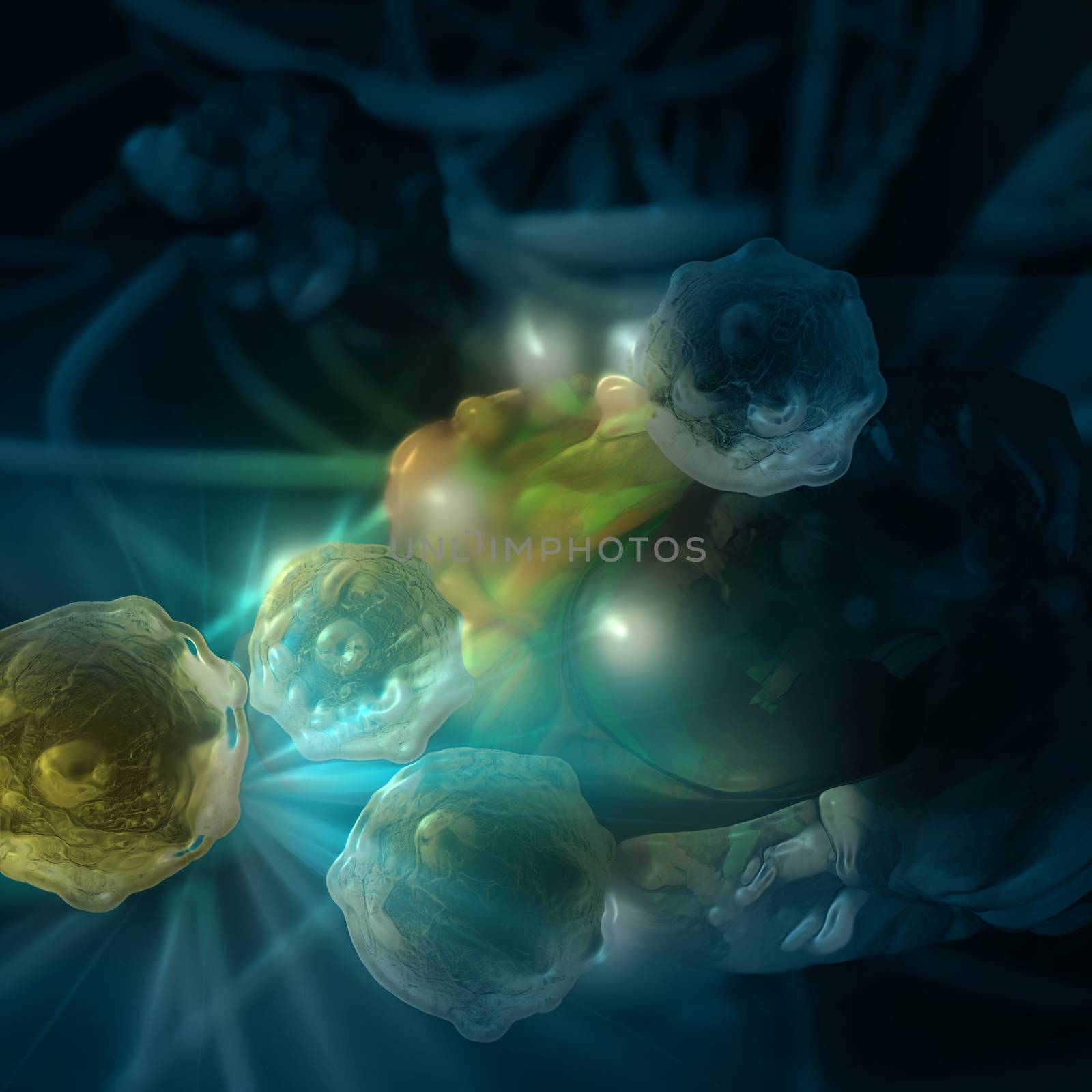 Digital 3d illustration of cancer cells in human body
 by vitanovski