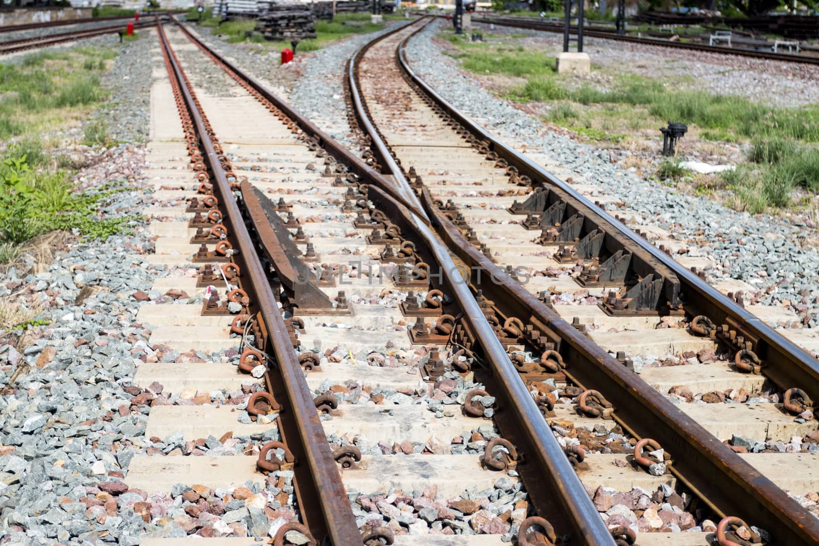 Iron rusty Railway tracks railroad for Trains
