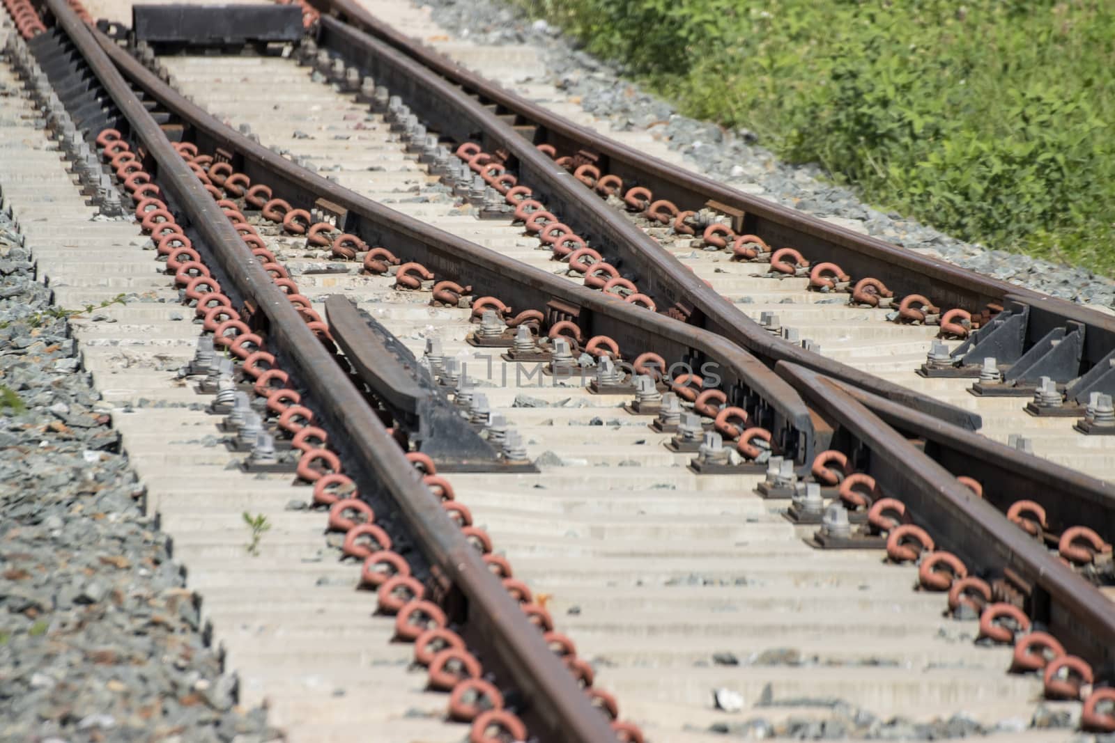 Iron rusty Railway tracks railroad for Trains by piyaphun