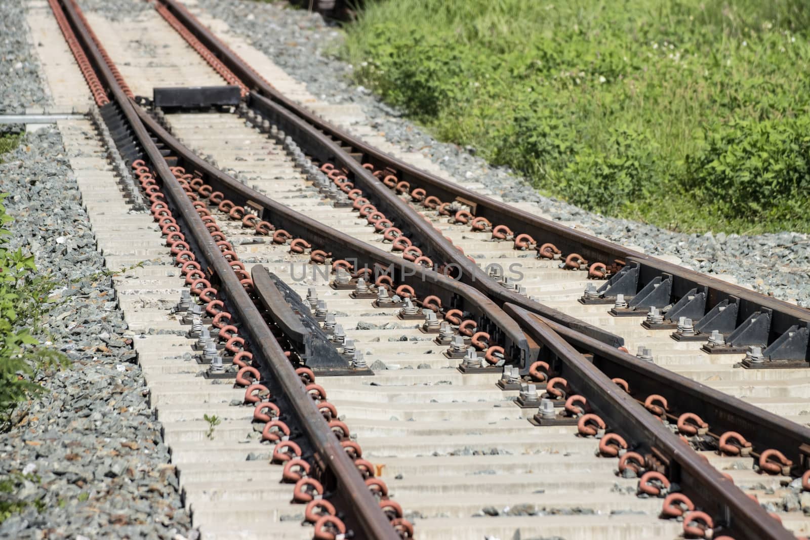 Iron rusty Railway tracks railroad for Trains by piyaphun