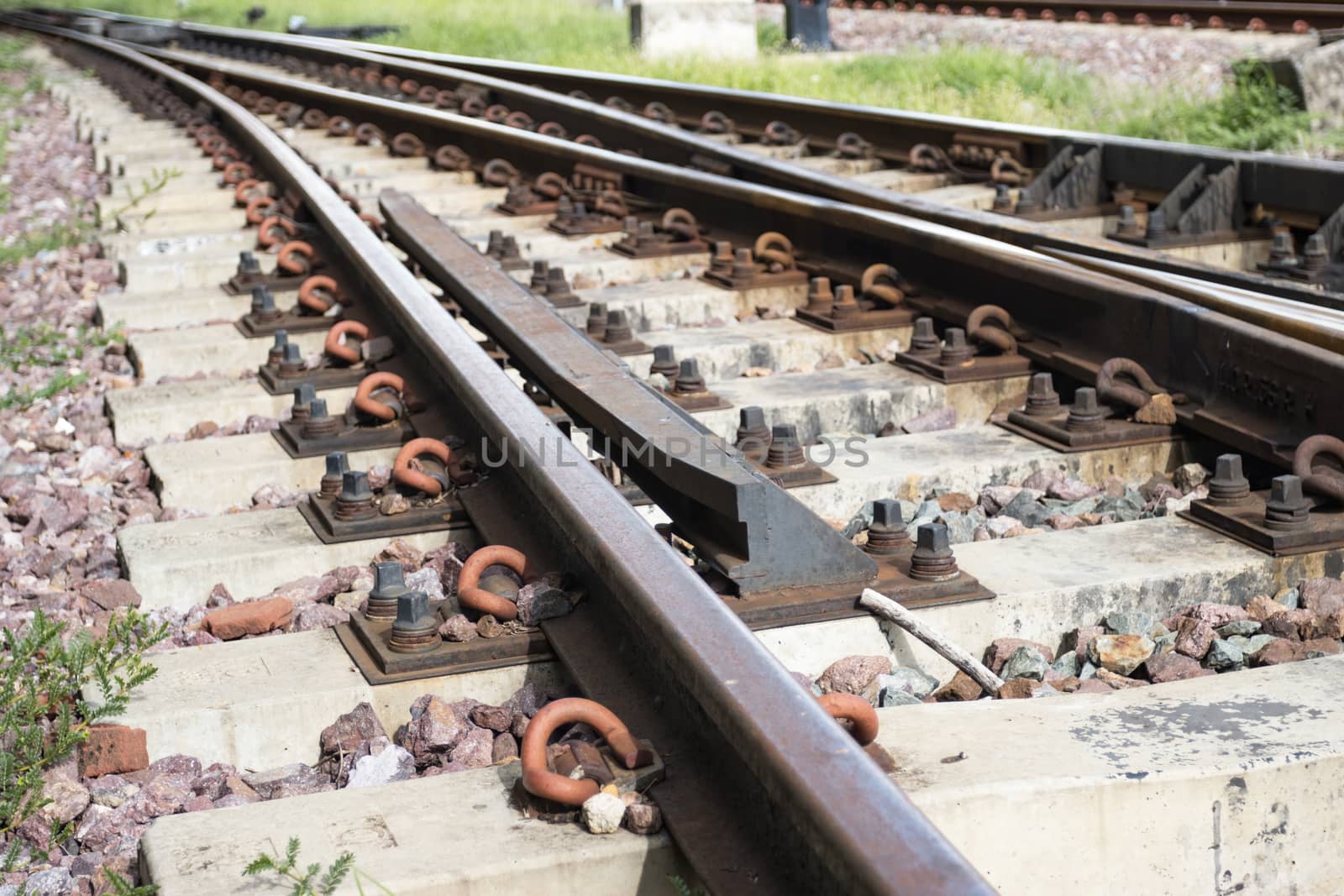 Detail of Railway tracks railroad for Trains