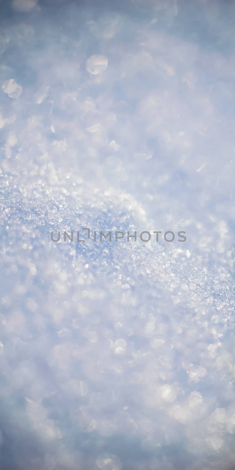 Macro background of fresh snowflake texture on a blur.