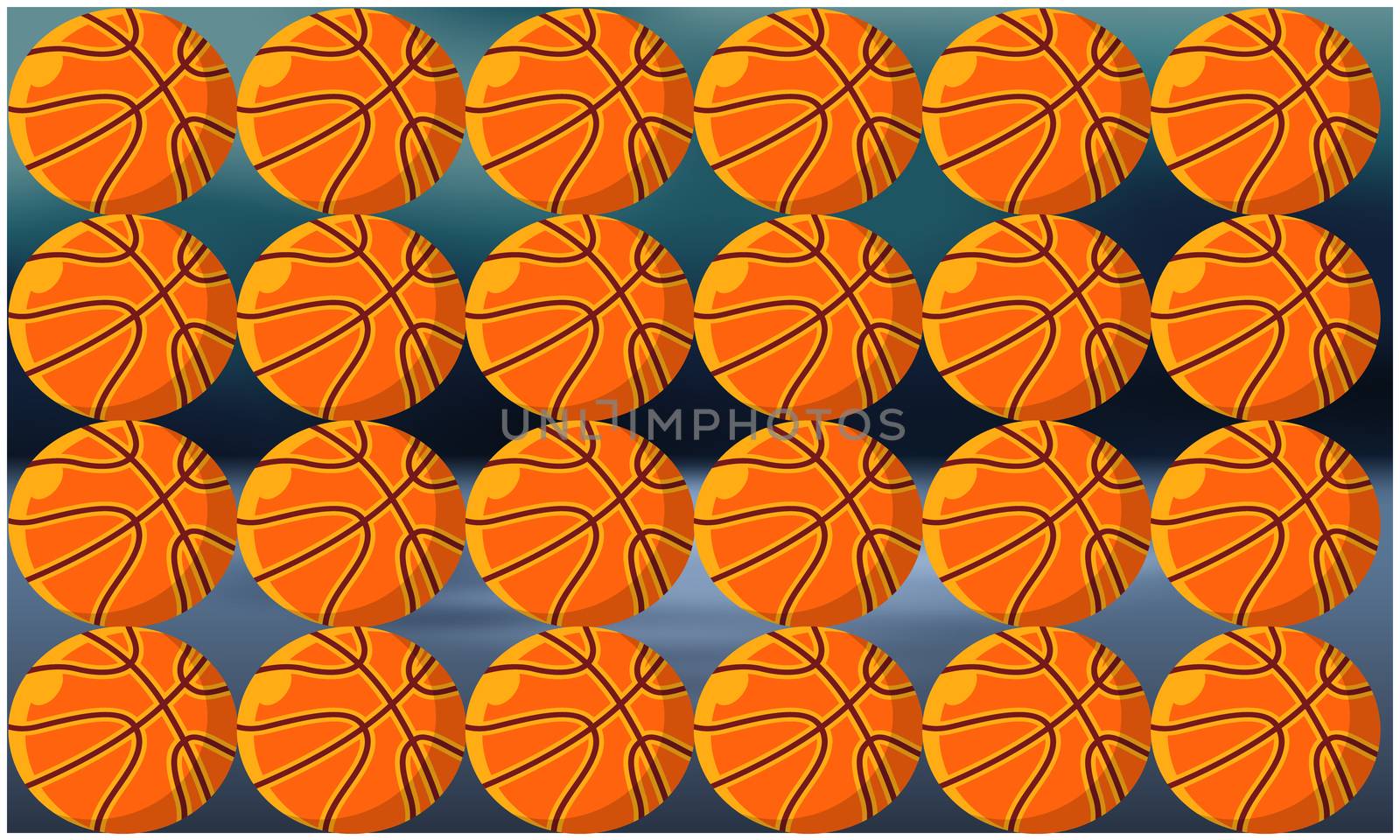 digital textile design of basket balls on abstract background