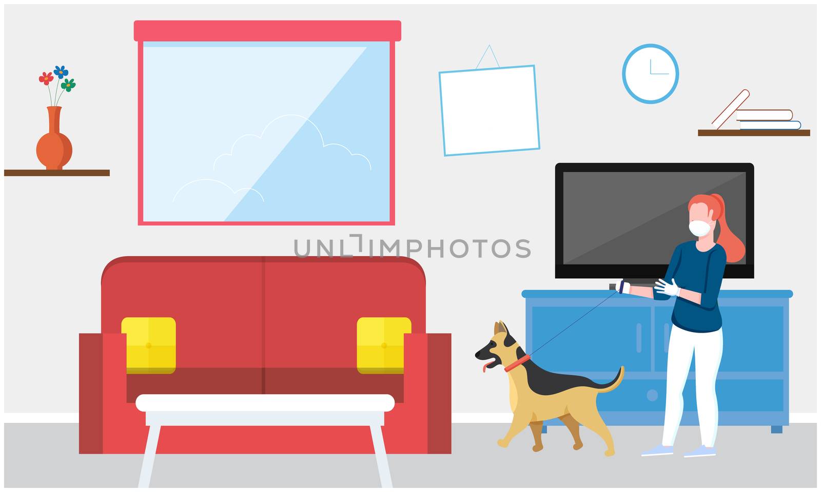 girl is playing with her dog in the room by aanavcreationsplus