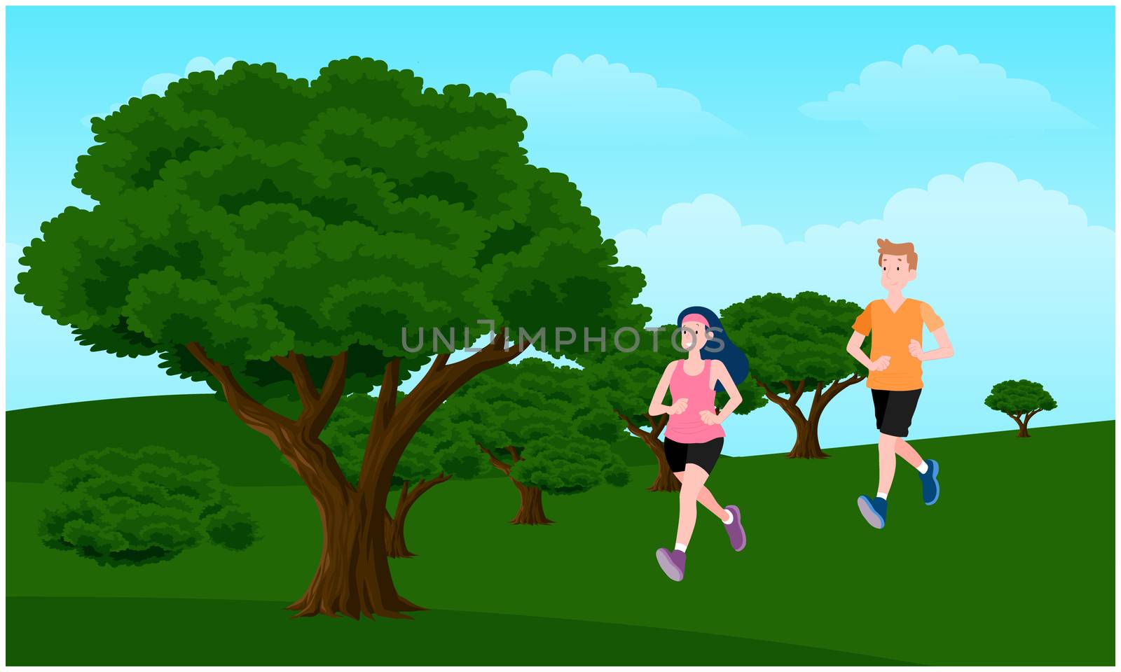 couple is running in a garden in the morning by aanavcreationsplus