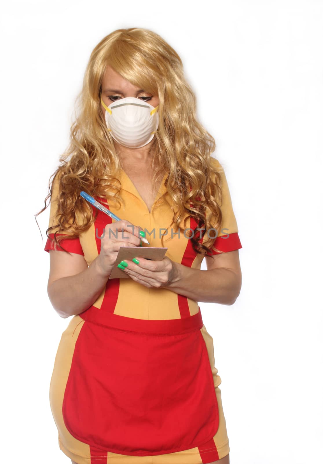 Restaurant and Bar Waitress Wearing Face Mask To Prevent illness by Marti157900