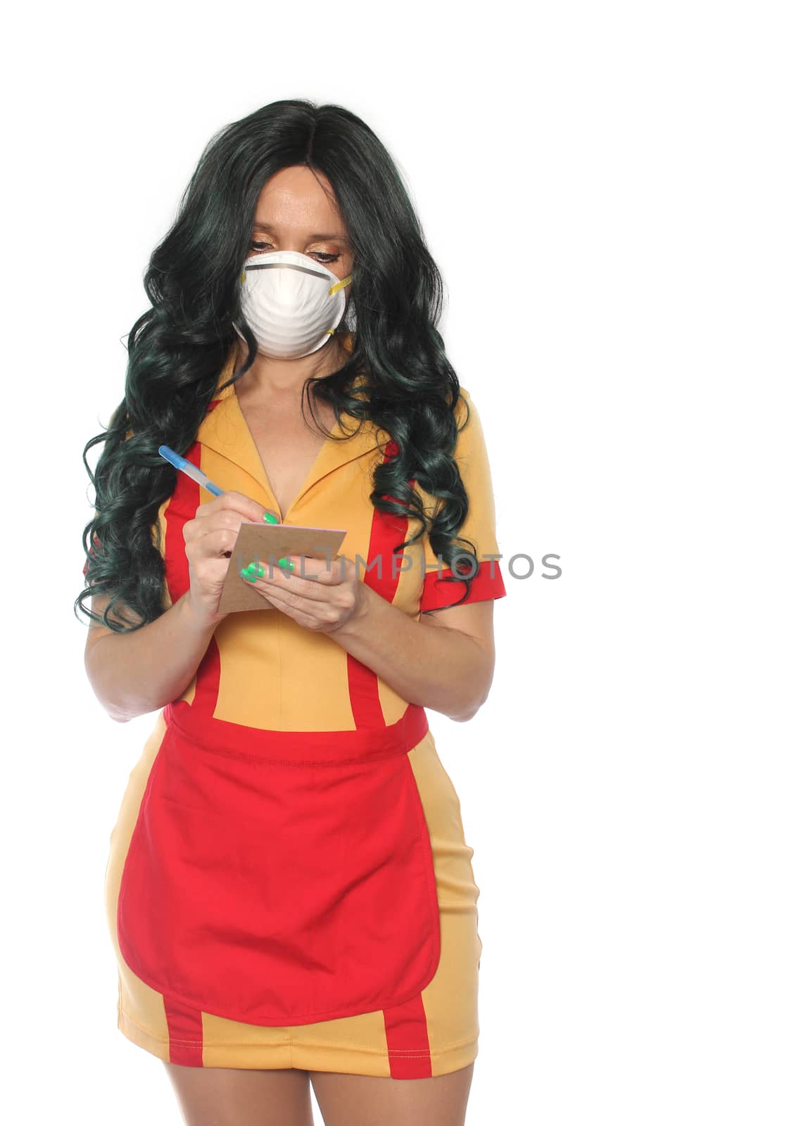 Restaurant and Bar Waitress Wearing Face Mask To Prevent illness by Marti157900