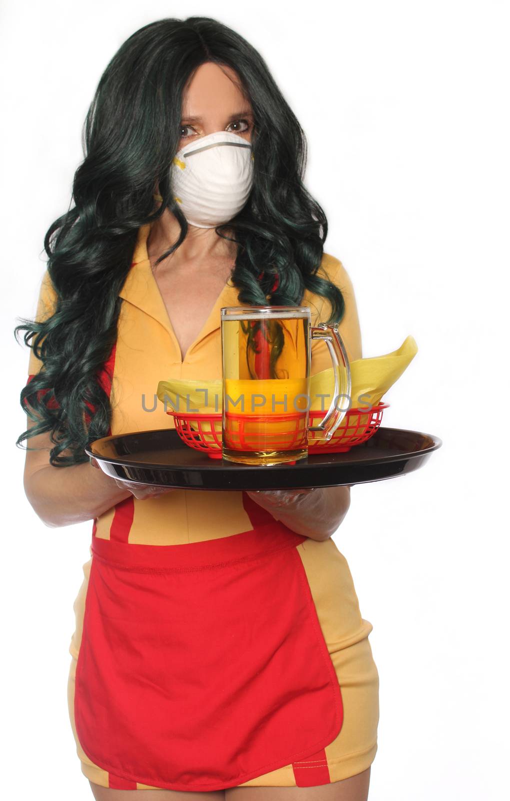 Restaurant and Bar Waitress Wearing Face Mask by Marti157900