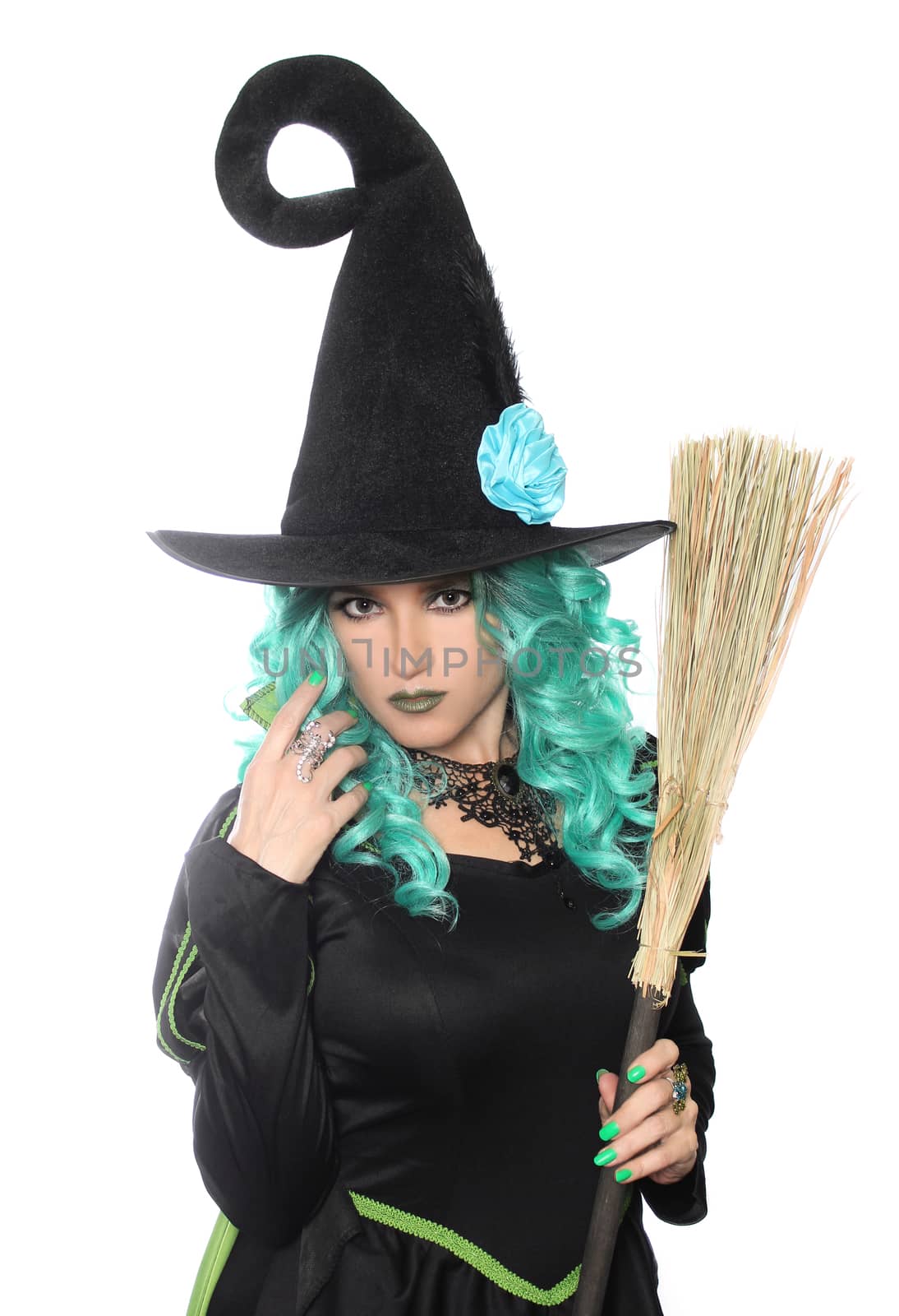 Witch With Broom on White Background by Marti157900