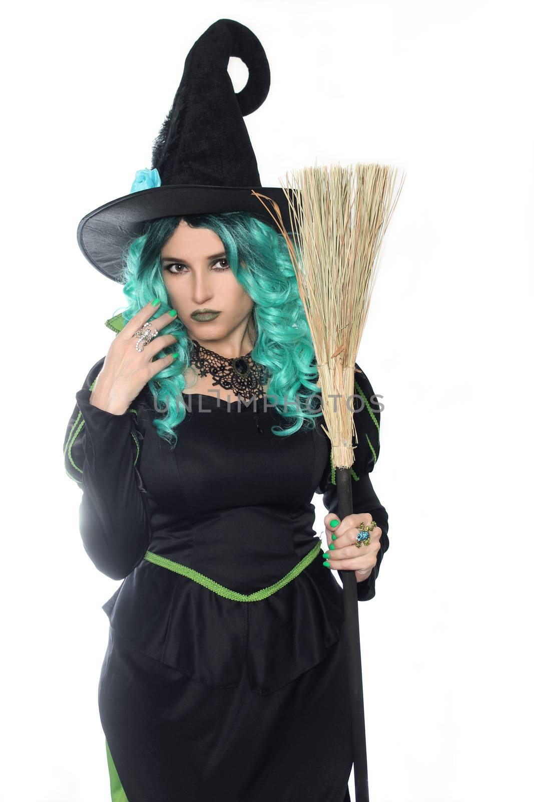 Witch With Green Hair and Broom by Marti157900