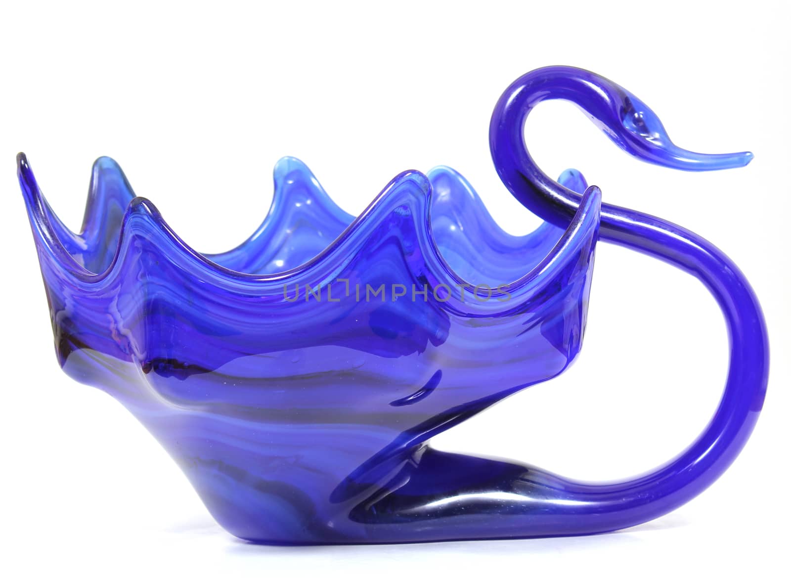 Antique Cobalt Blue Glass Swan Bowl