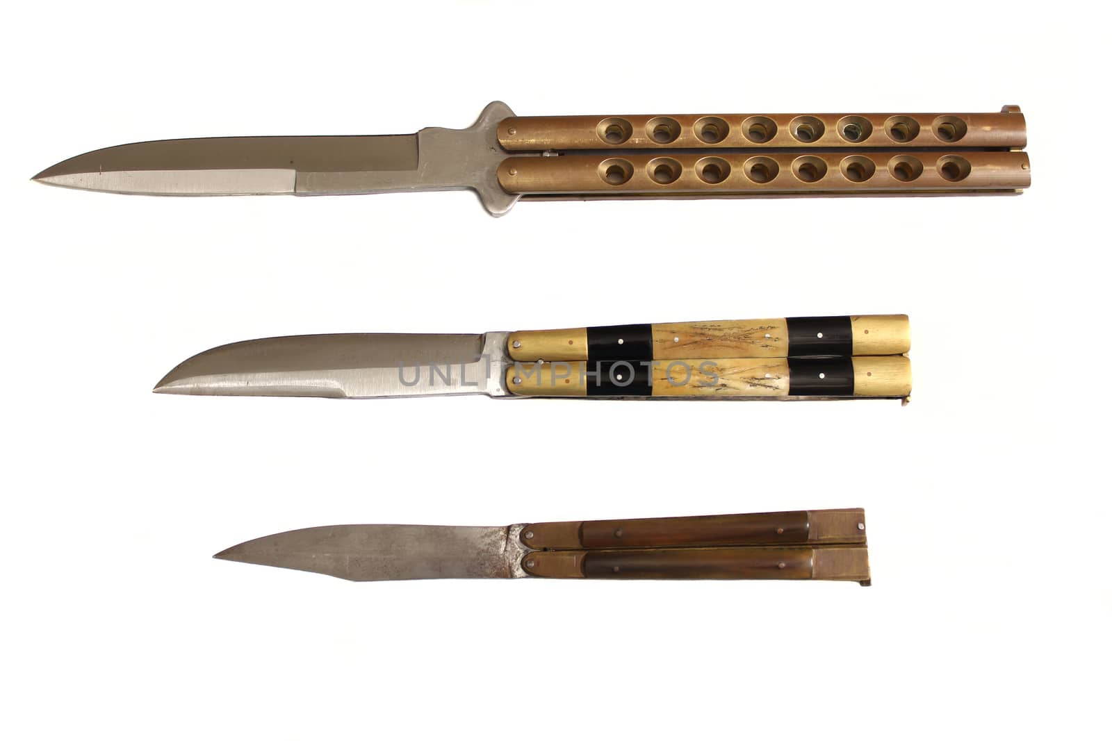 Butterfly Knives from Philipines on white background
