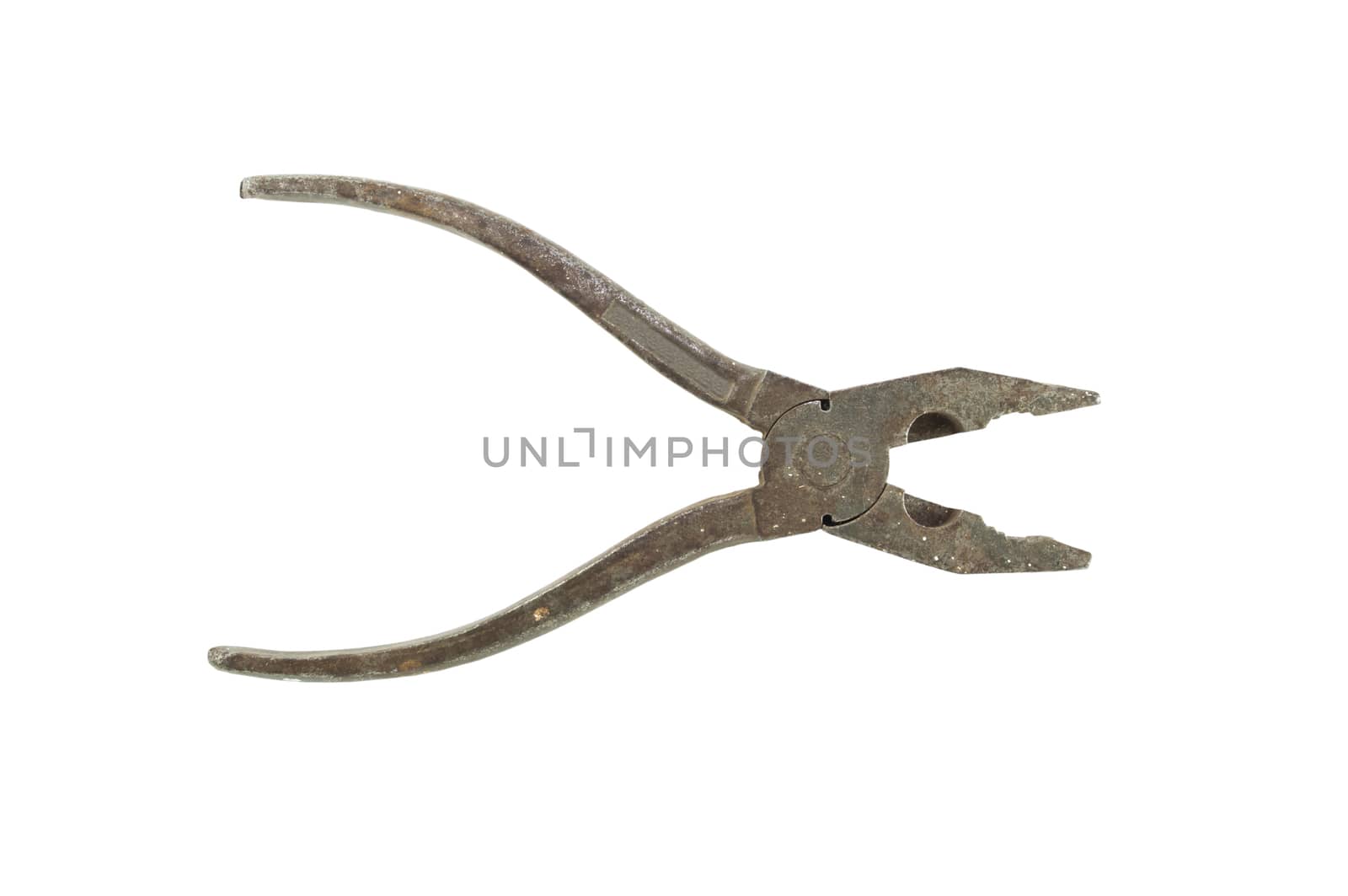 old combined pliers isolated on a white background