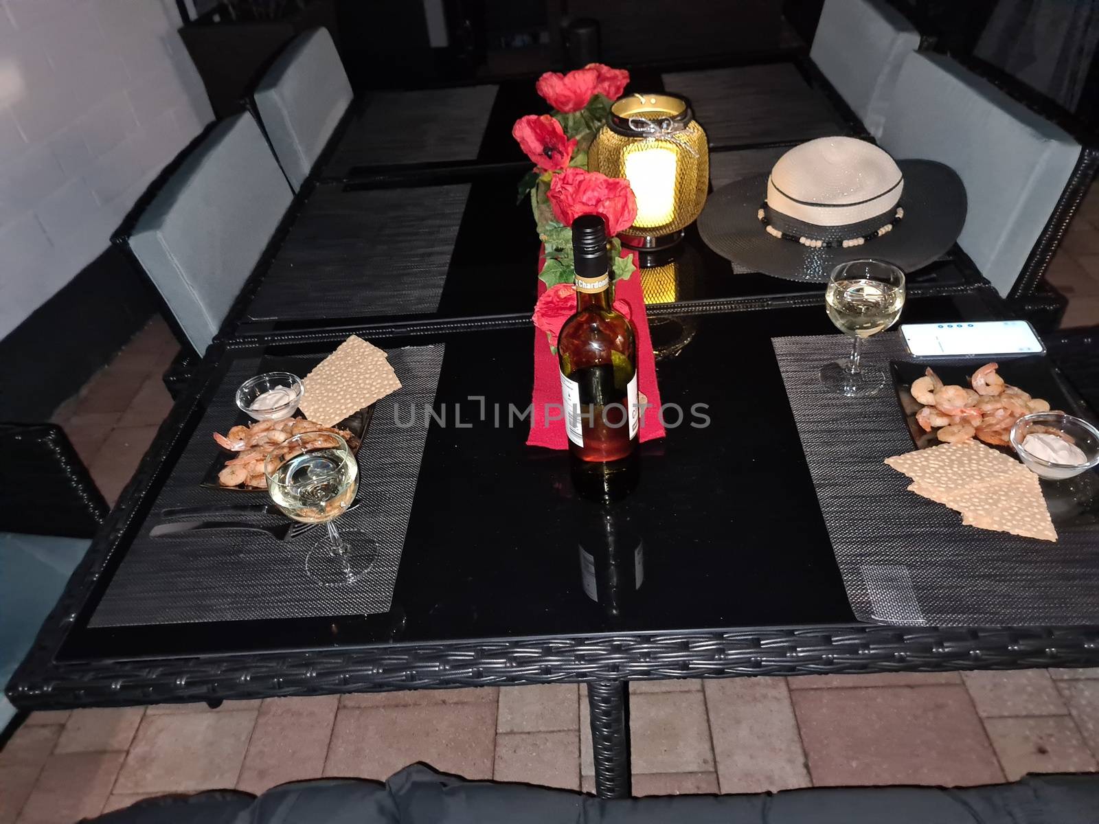 Laid table with wine glasses  by JFsPic