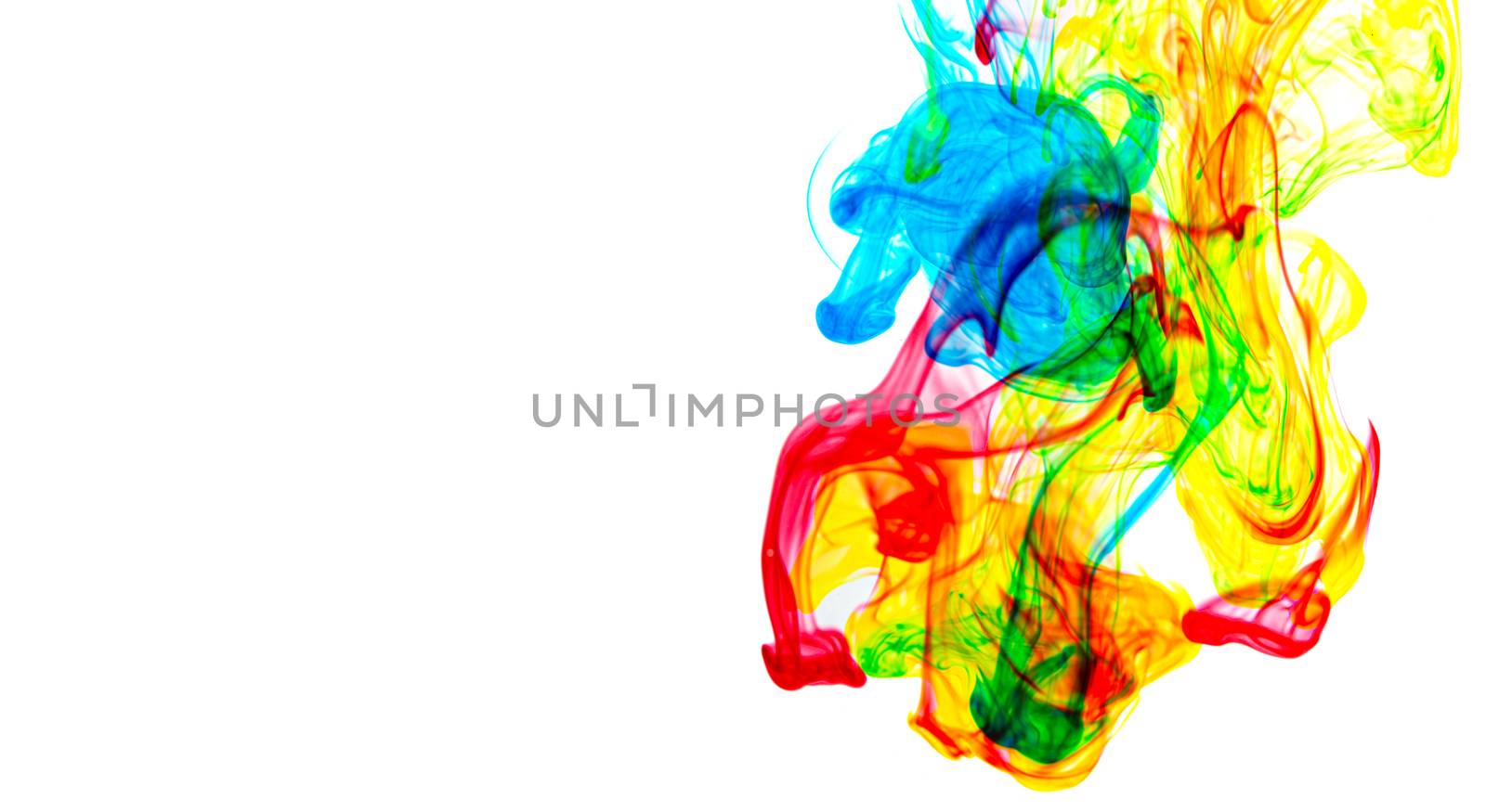 Colorful rainbow multicolored smoke isolated on white background detail art