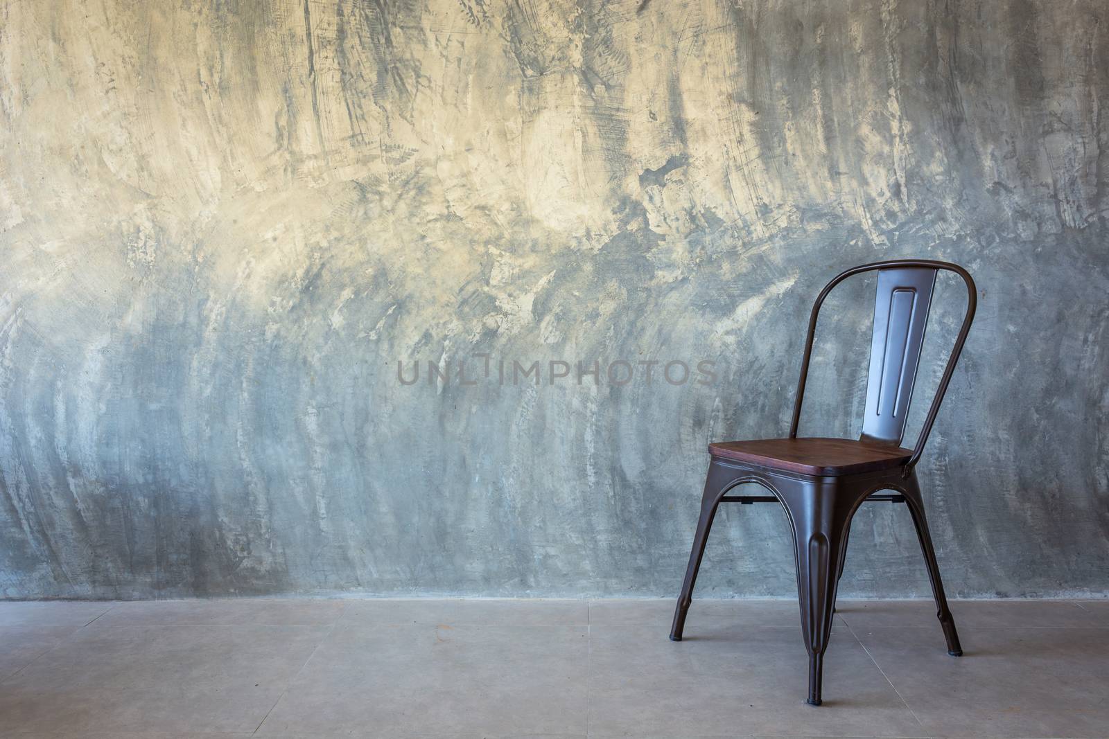 chair on Bare cement wall detail object