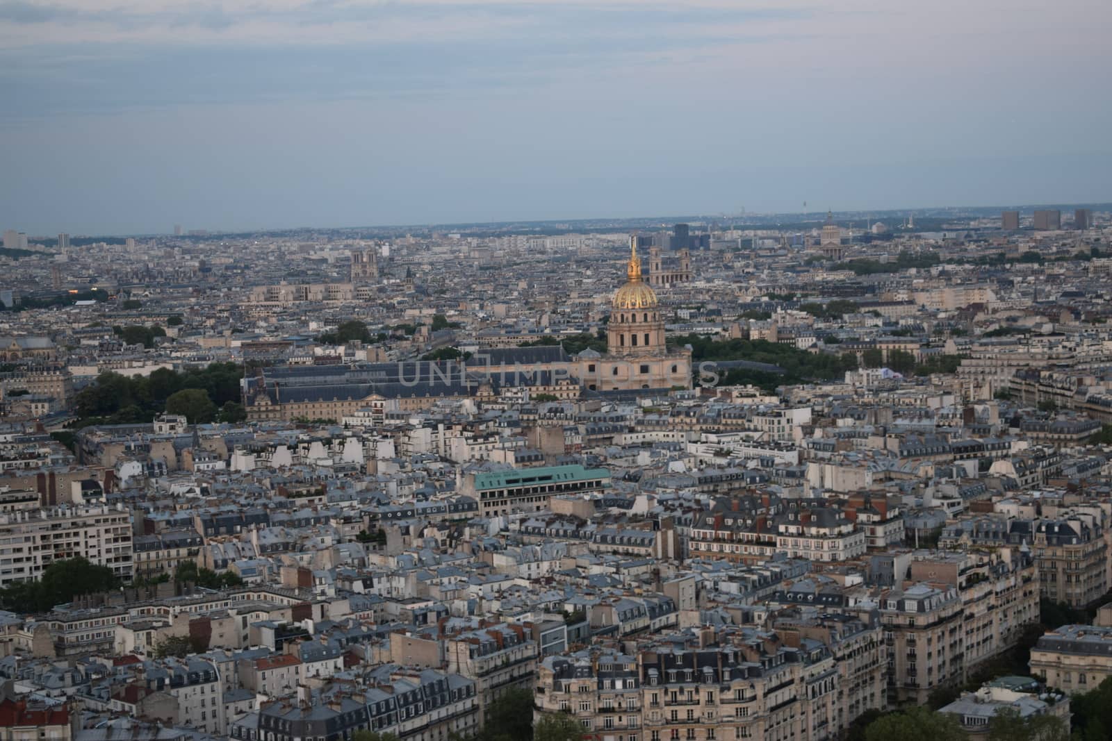 Aerial view of Paris from Eiffel Tower, France