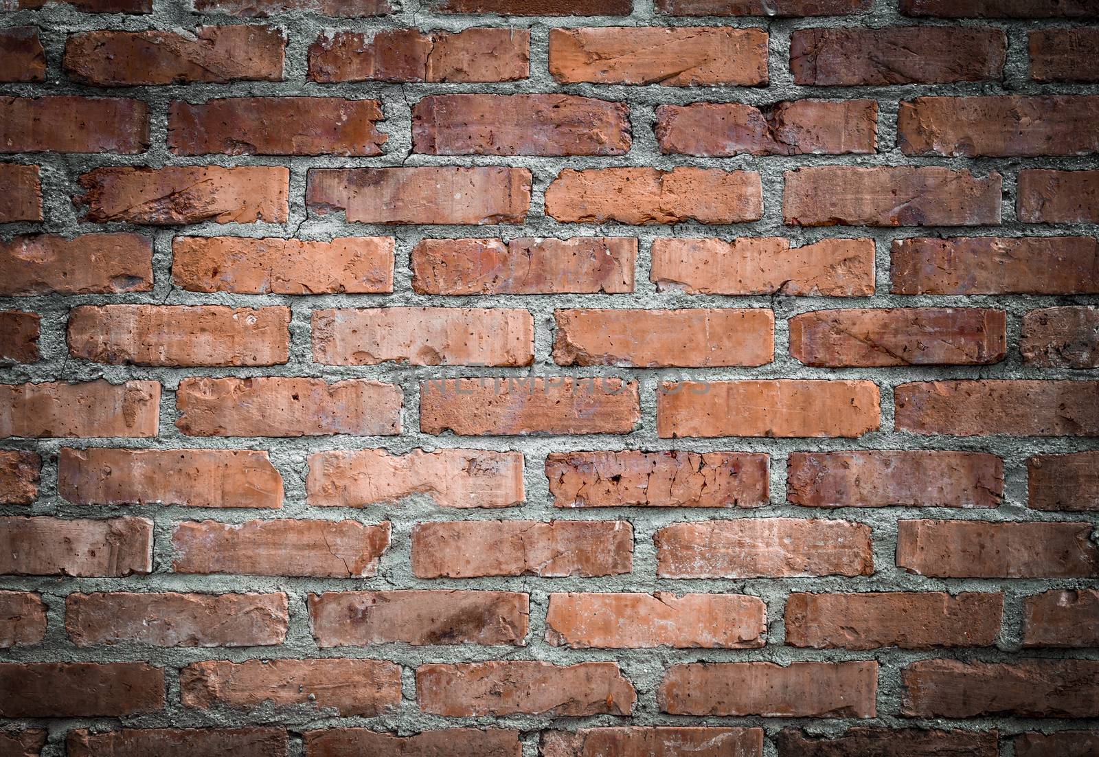 Orange old worn brick wall texture background. Vintage effect.