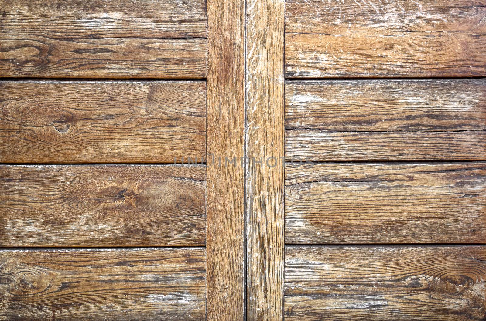 Wooden table background, top view from above.