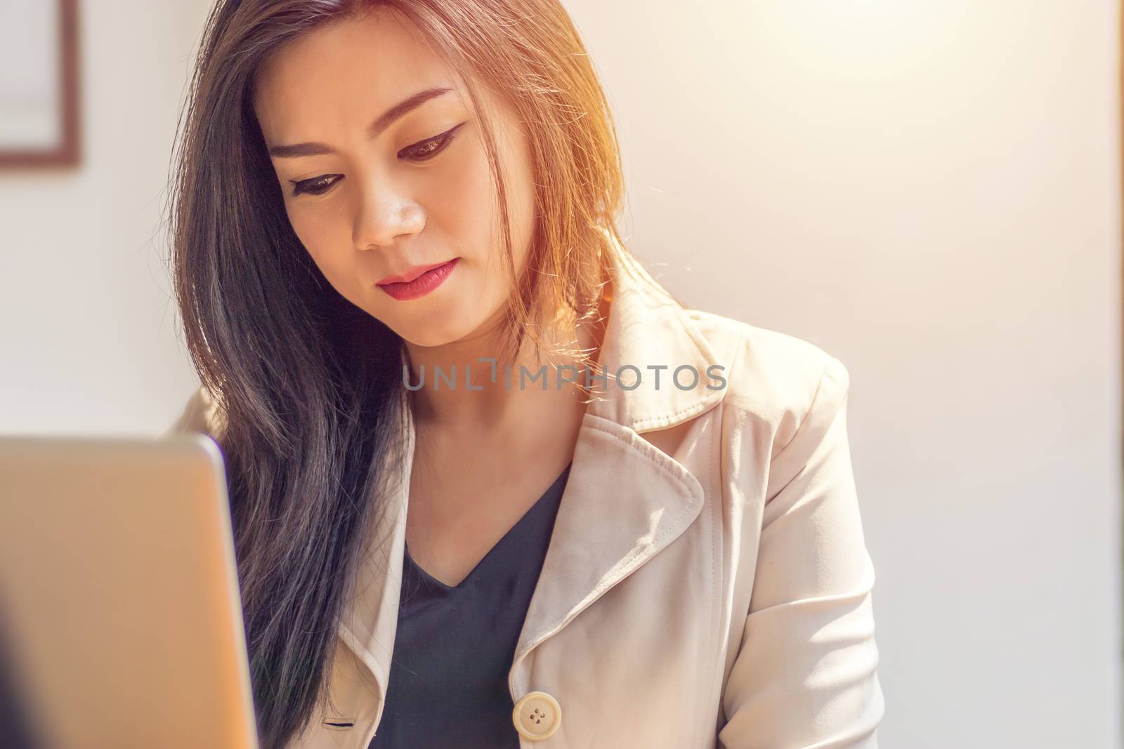 Asian woman suffering from mental illness. business woman in depression fear, sad and unhappy from work environment at office workplace