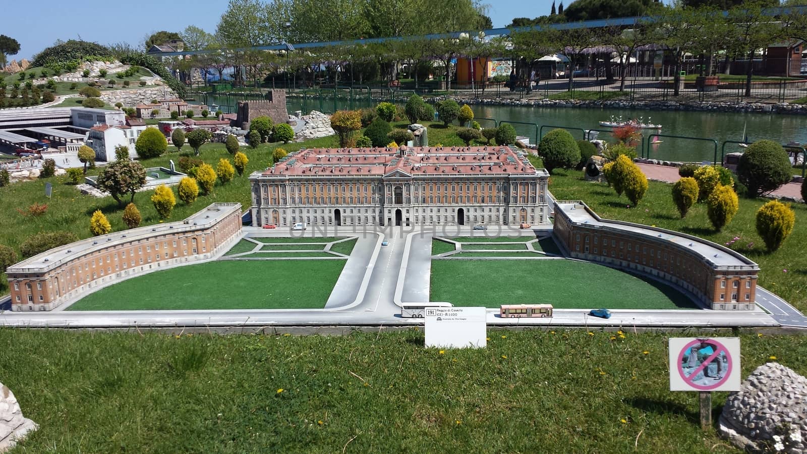 Rimini, Italy - July 12, 2019 - Theme park Italy in Miniature (Italia in Miniatura) in Rimini, Italy - Reproduction of famous attractions in a small scale