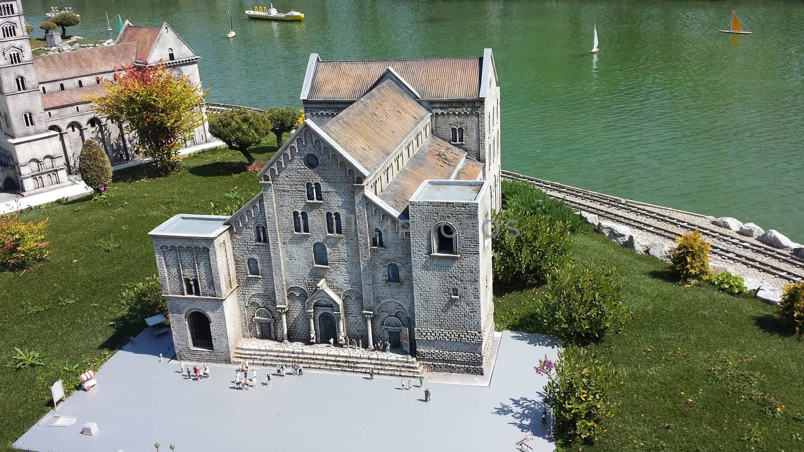 Rimini, Italy - July 12, 2019 - Theme park Italy in Miniature (Italia in Miniatura) in Rimini, Italy - Reproduction of famous attractions in a small scale