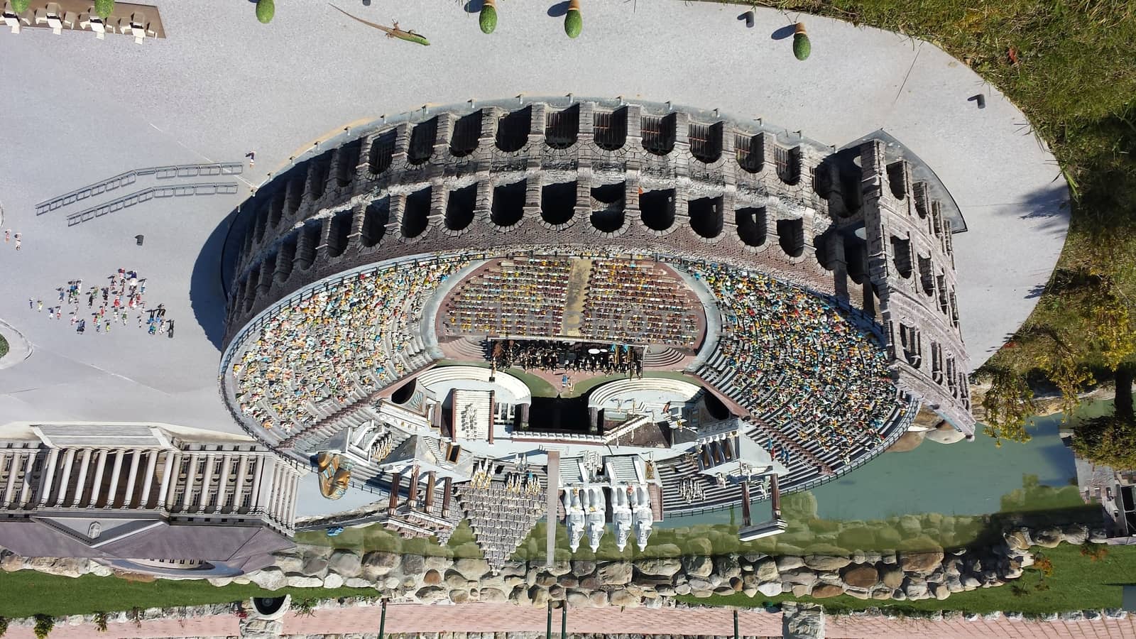 Rimini, Italy - July 12, 2019 - Theme park Italy in Miniature (Italia in Miniatura) in Rimini, Italy - Reproduction of famous attractions in a small scale