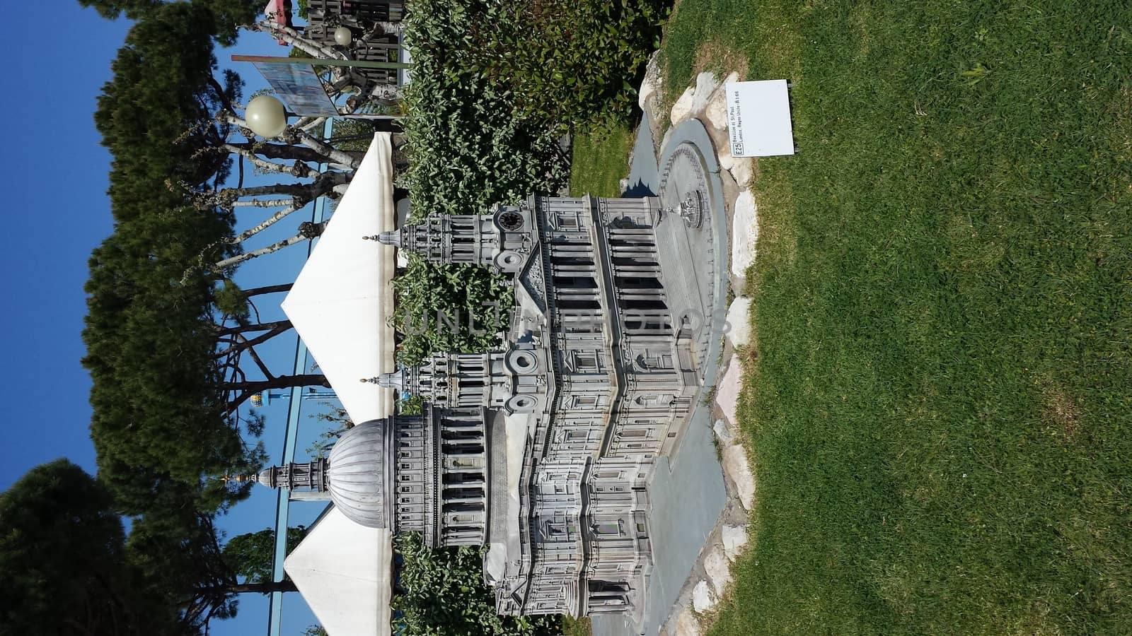 Rimini, Italy - July 12, 2019 - Theme park Italy in Miniature (Italia in Miniatura) in Rimini, Italy - Reproduction of famous attractions in a small scale