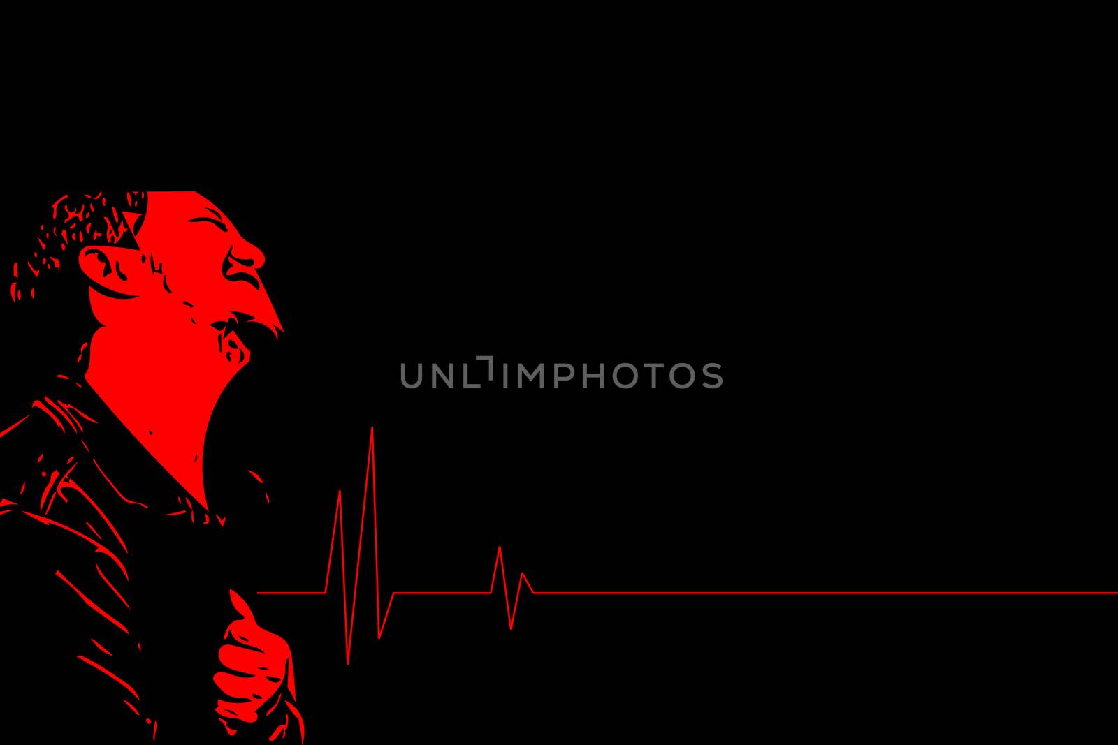 Sketch drawing of man pain disease heart attack by PongMoji