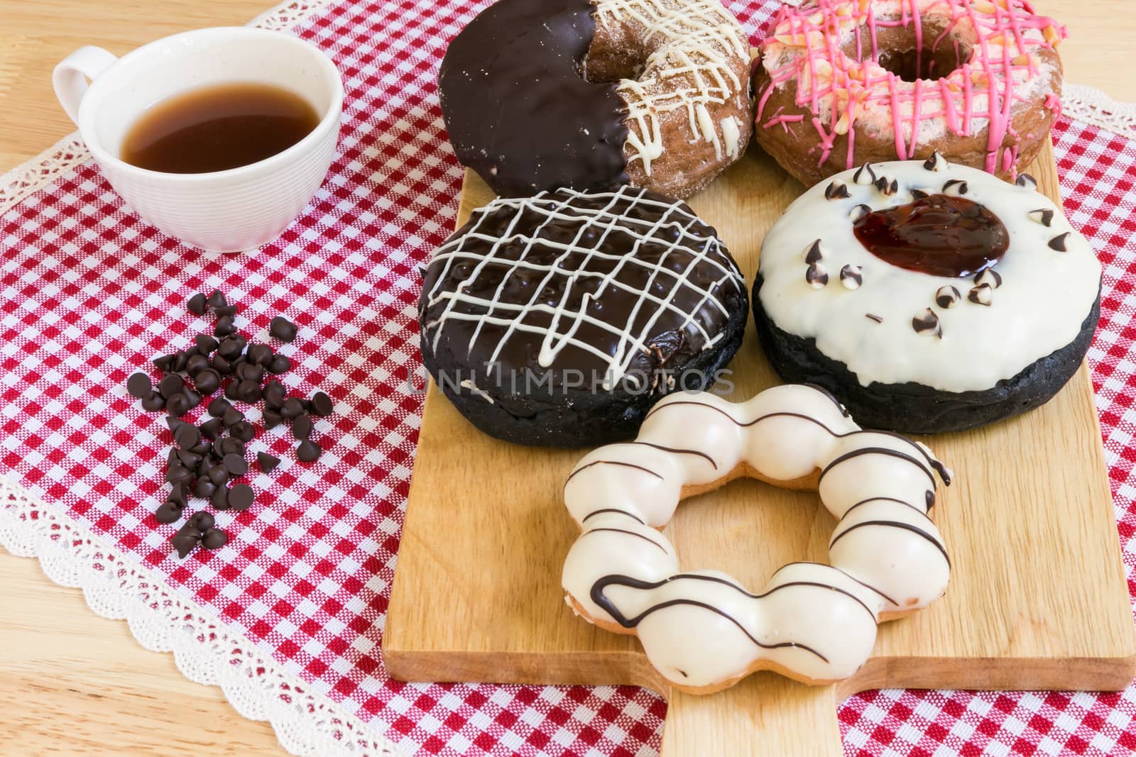 Colorful Doughnut or Donut for Relax Coffee Break Time.