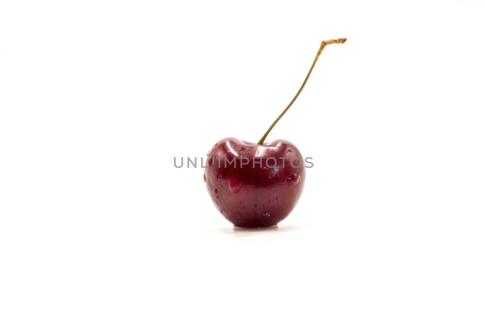 Cherry isolated on white background with clipping path, fresh cherry with a stem