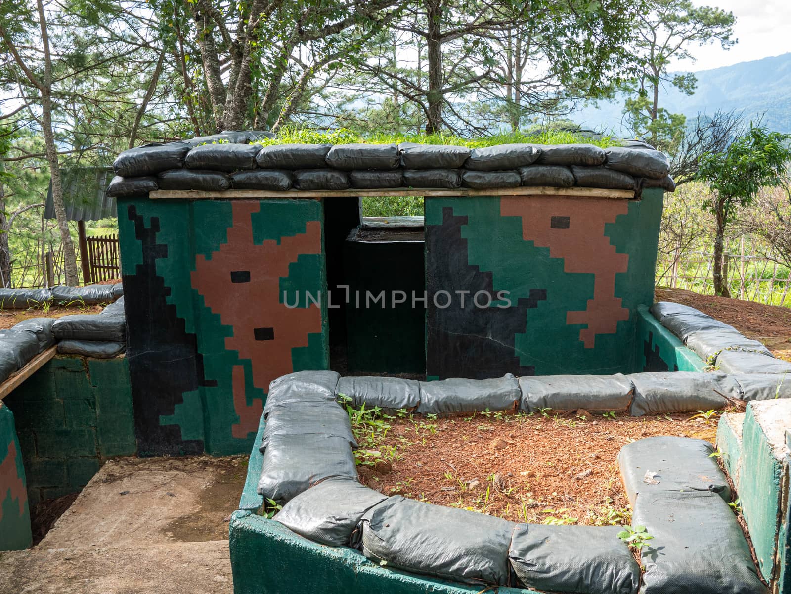 Fortress walls Soldier or Military observation points at the border of Thailand and Myanmar.