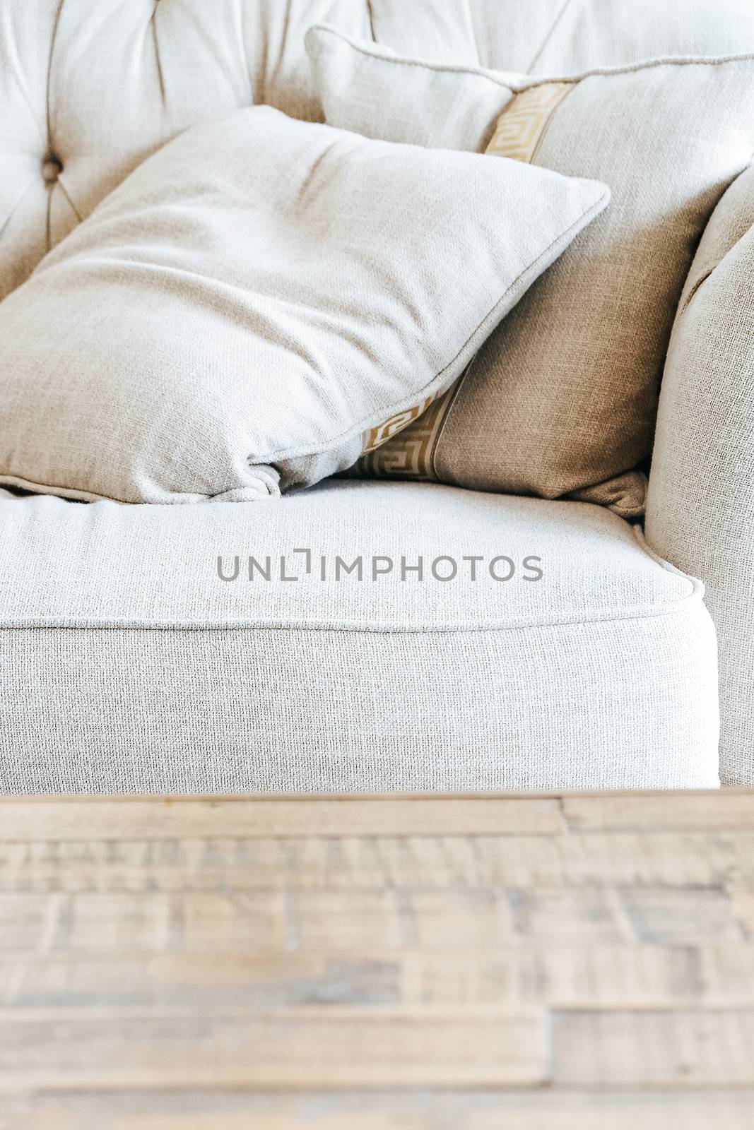 detail image of cushion on sofa, modern living room