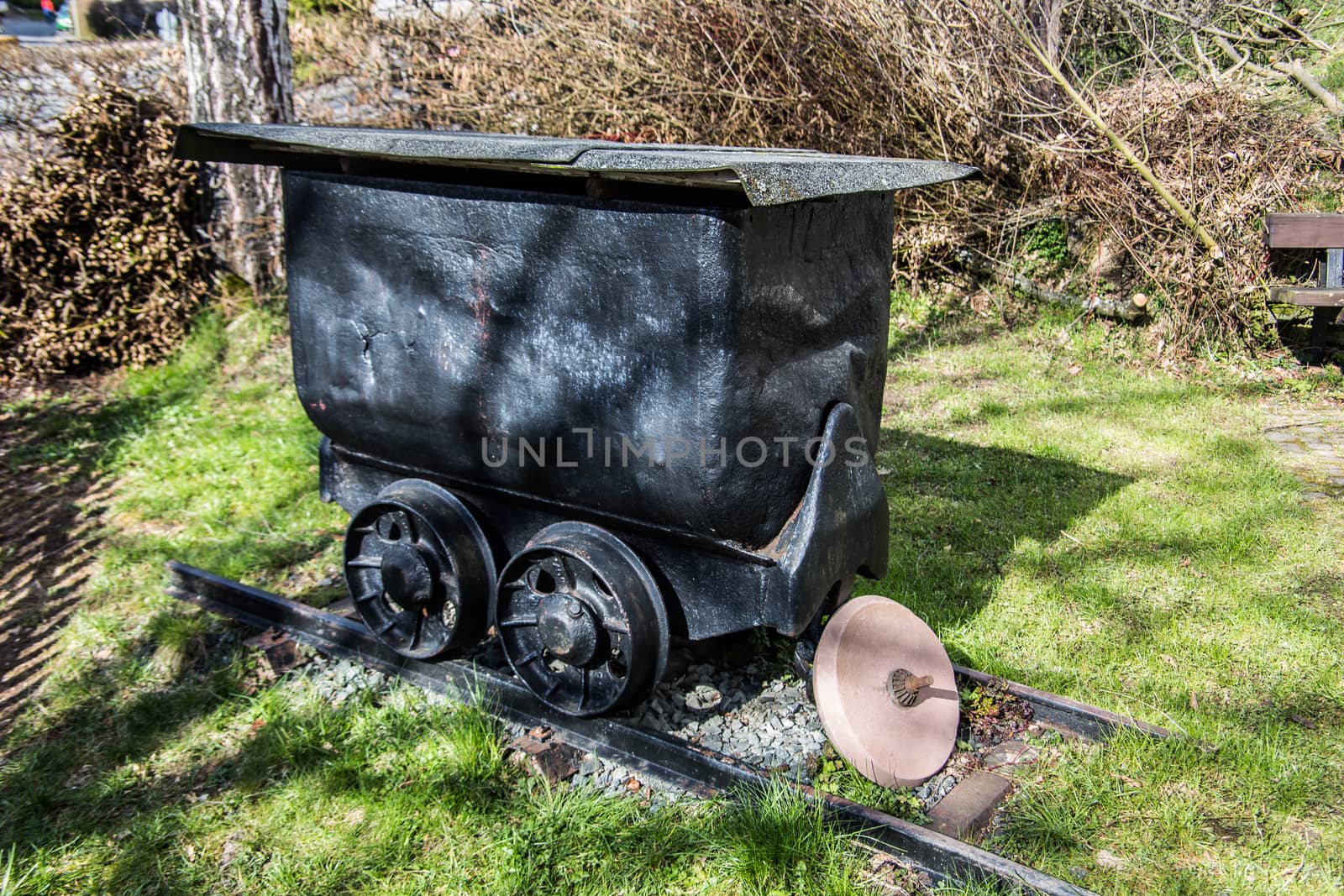 Mine truck on rail for material by Dr-Lange