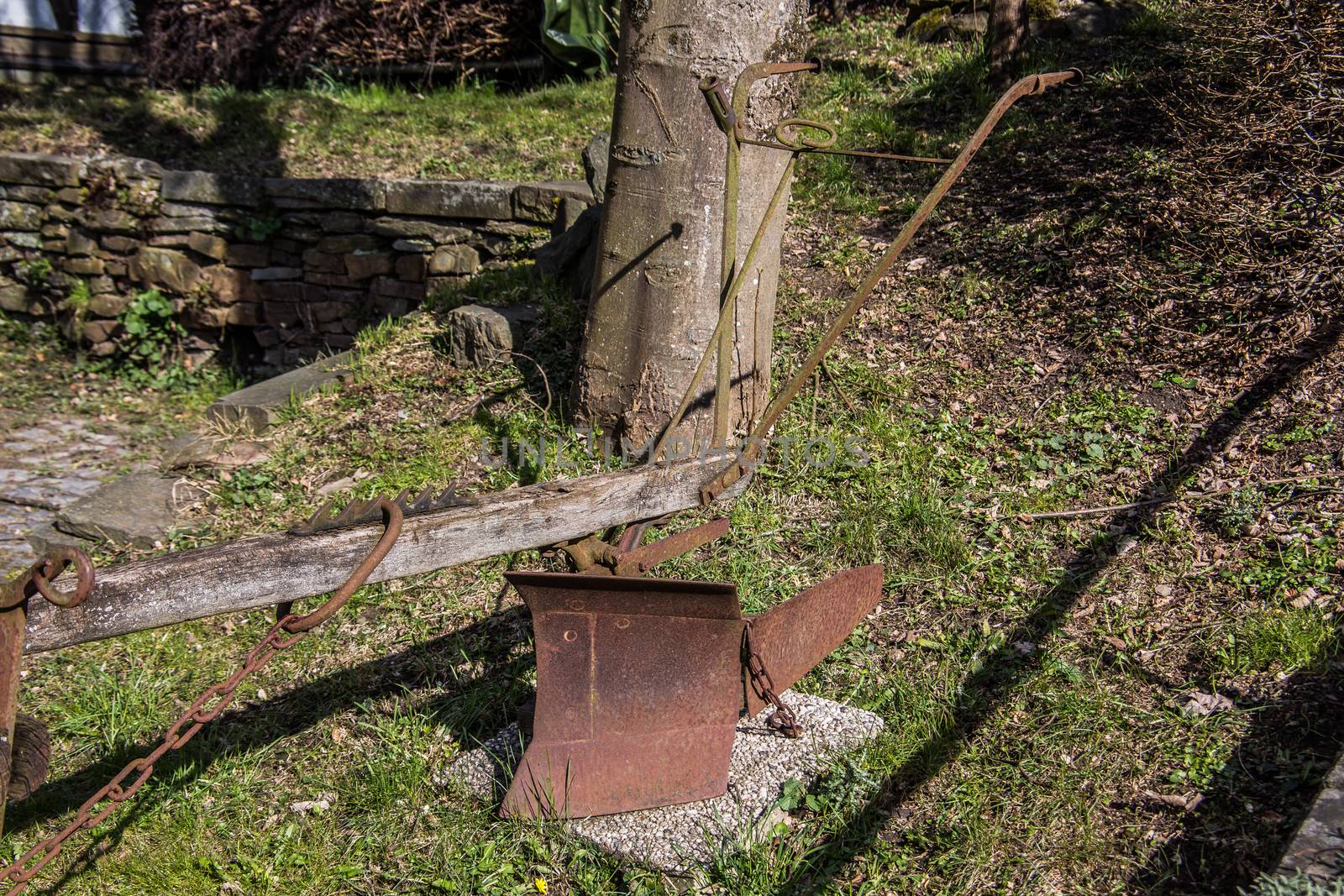 Plow made of iron in agriculture