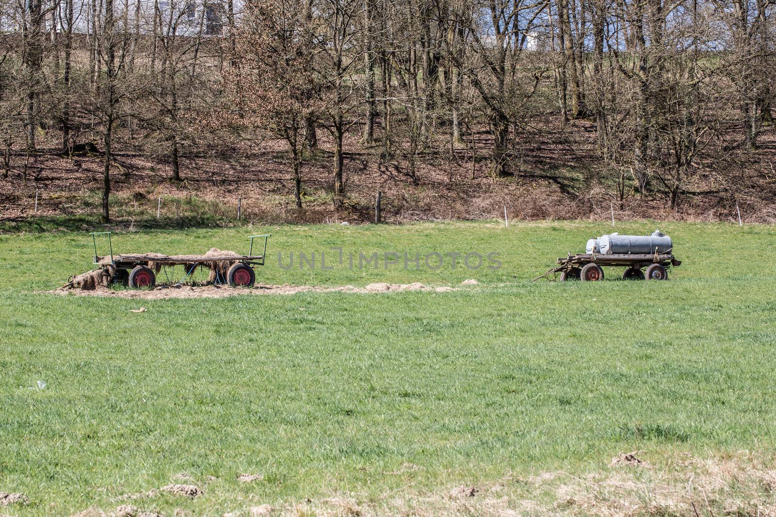 Agricultural equipment in the pasture
