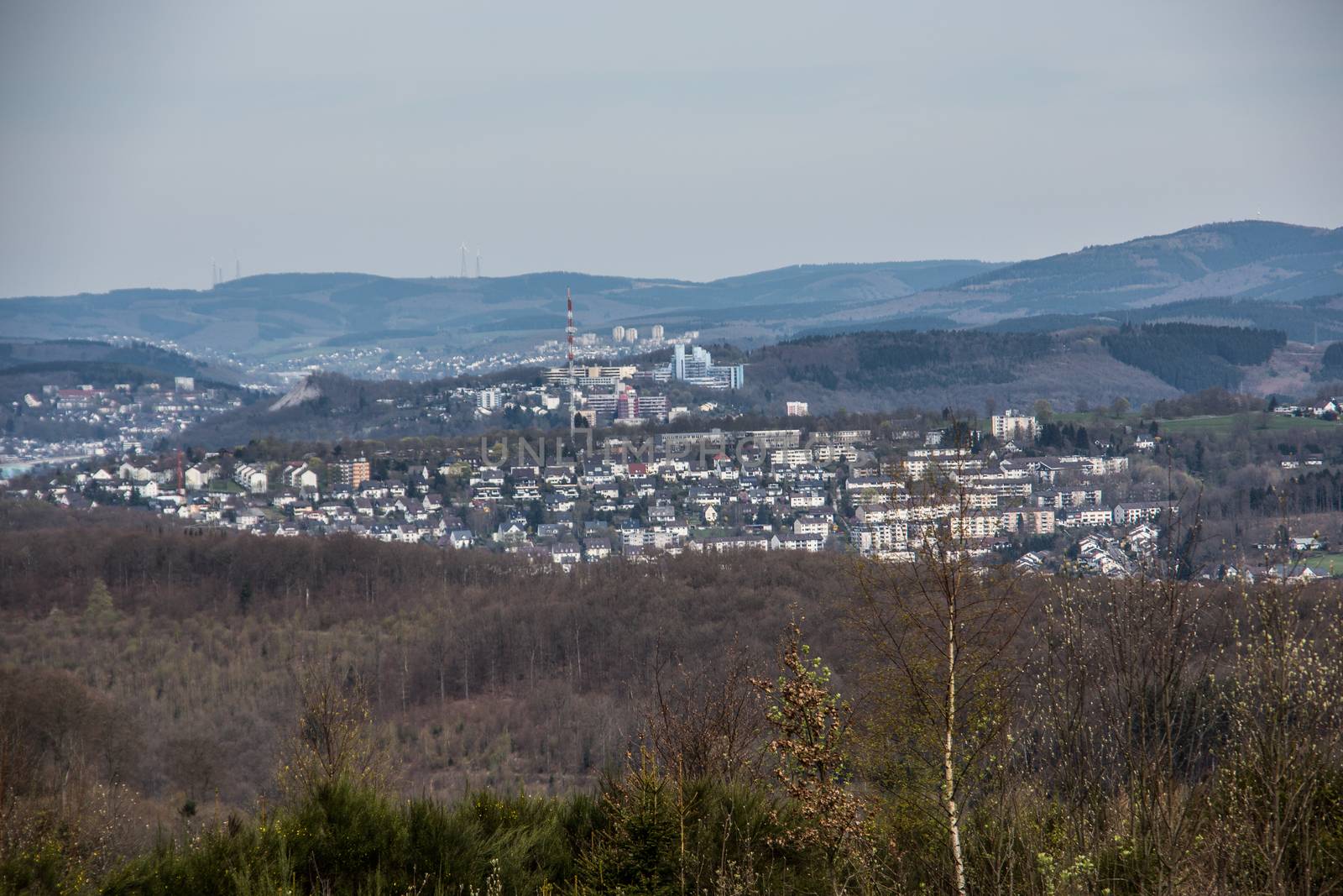 City of Siegen with university from the mountain top by Dr-Lange