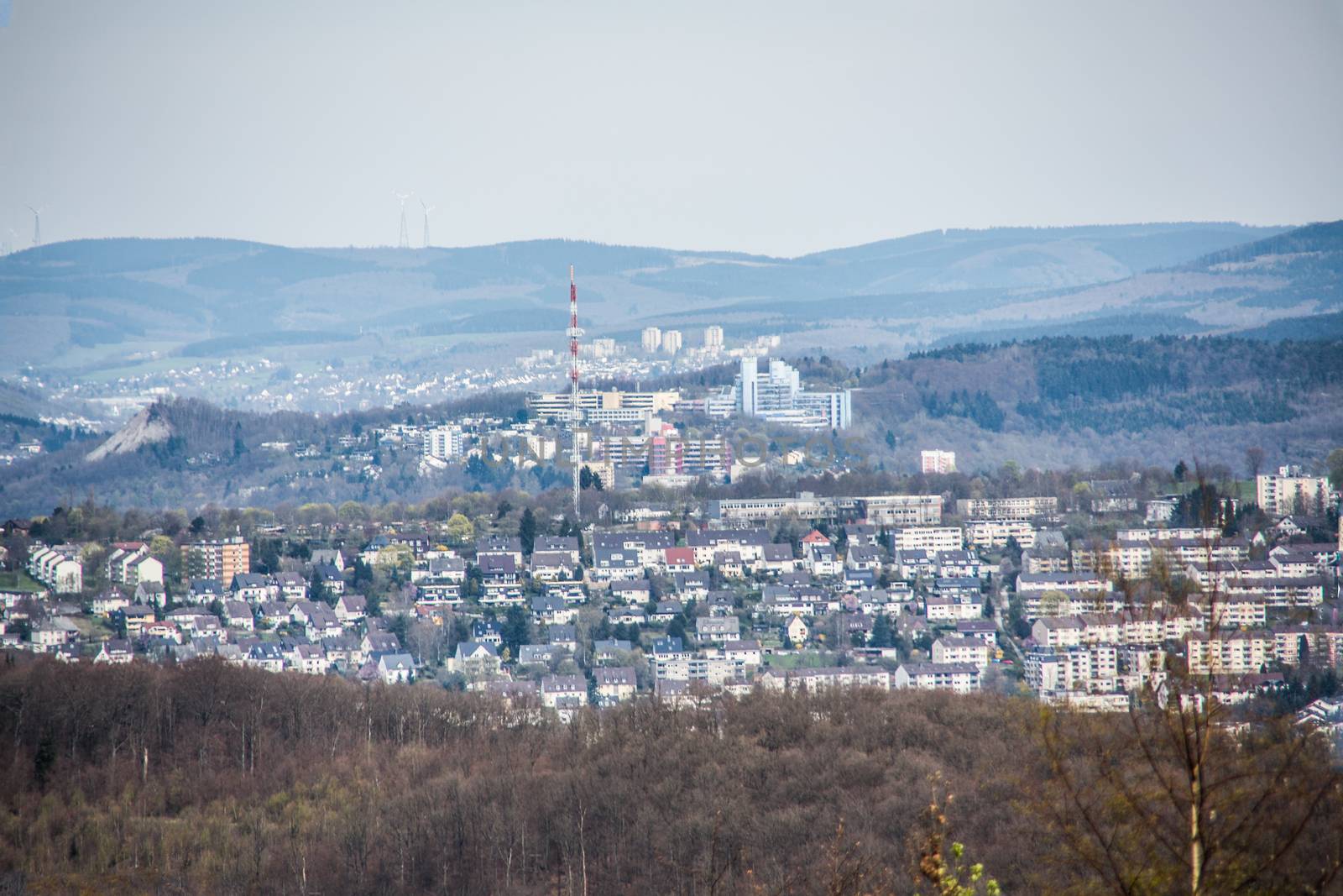 City of Siegen with university from the mountain top by Dr-Lange