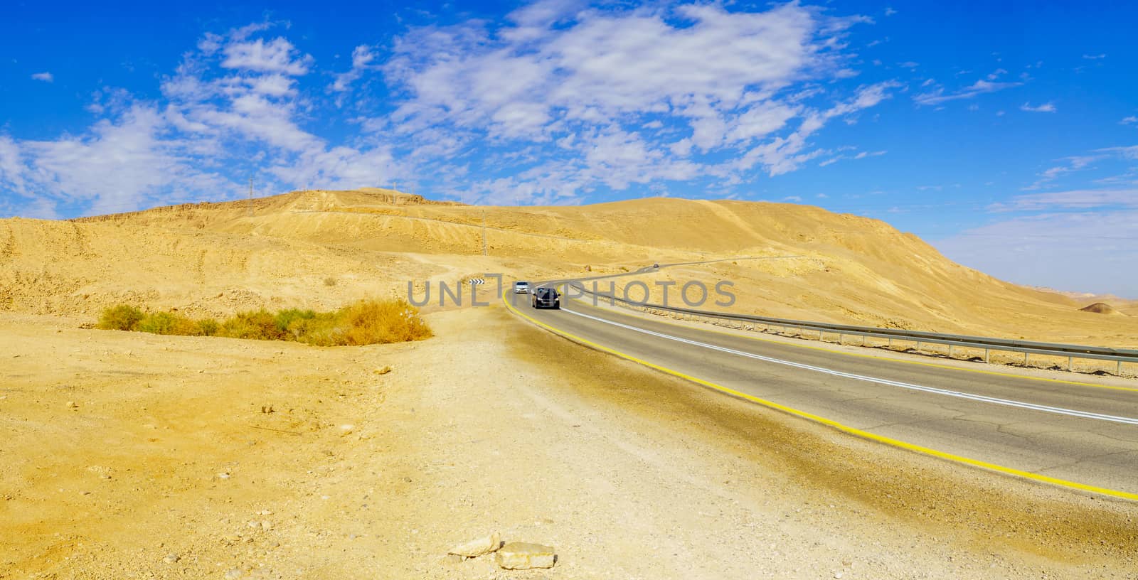 Landscape of the Arava desert and road 40. Southern Israel