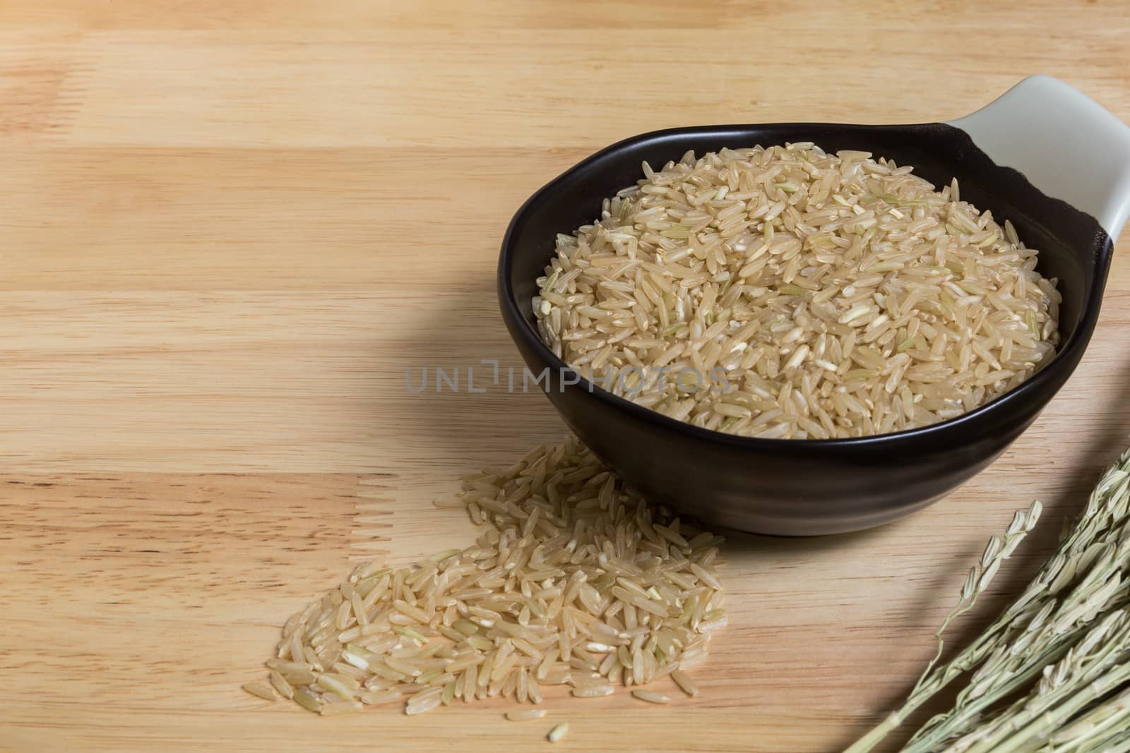 Uncooked Jasmine Brown Rice in Bowl