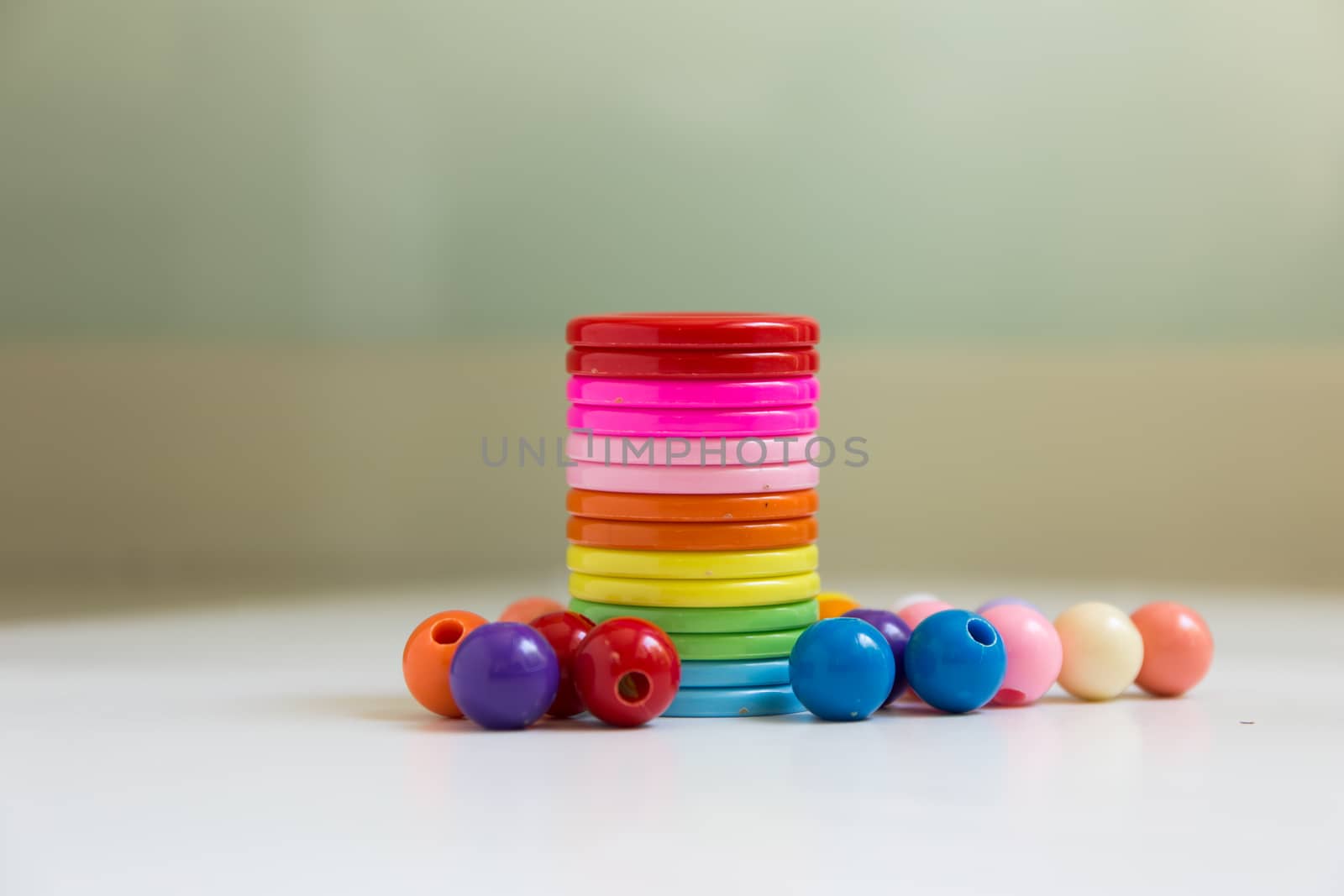 These colorful buttons and beads are for kids to practice their sewing skill.