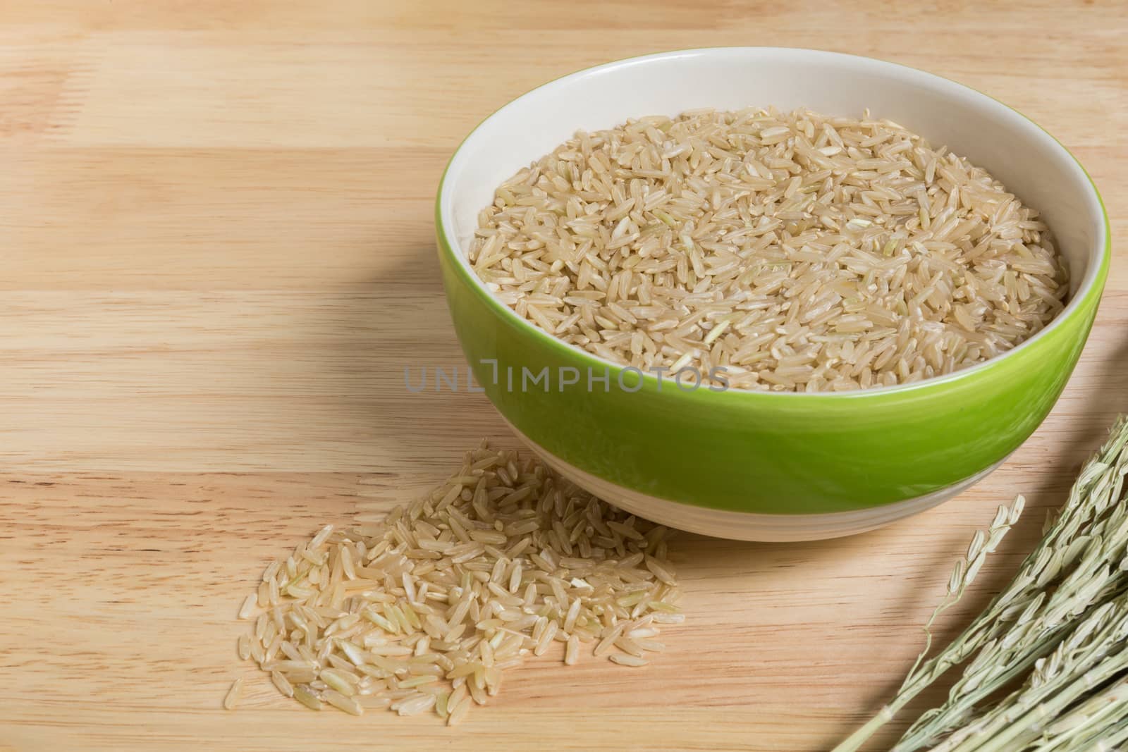 Uncooked Jasmine Brown Rice in Bowl