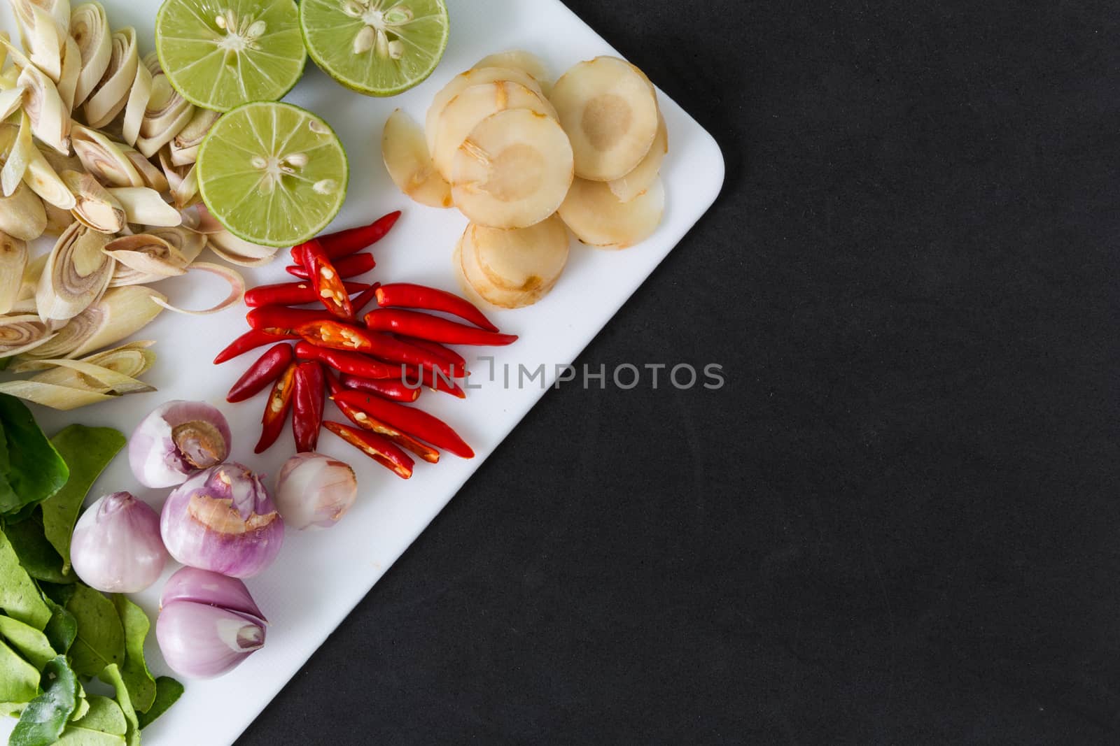 Various kinds of ingredients for Thai dish : Tom Yum